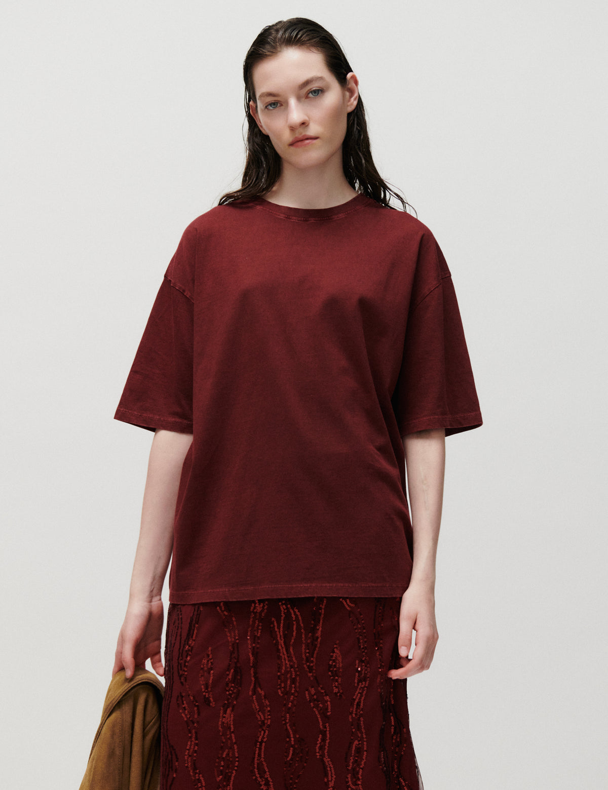 2NDDAY 2NDArale - Overwashed Jersey T-shirt 191526 Windsor Wine