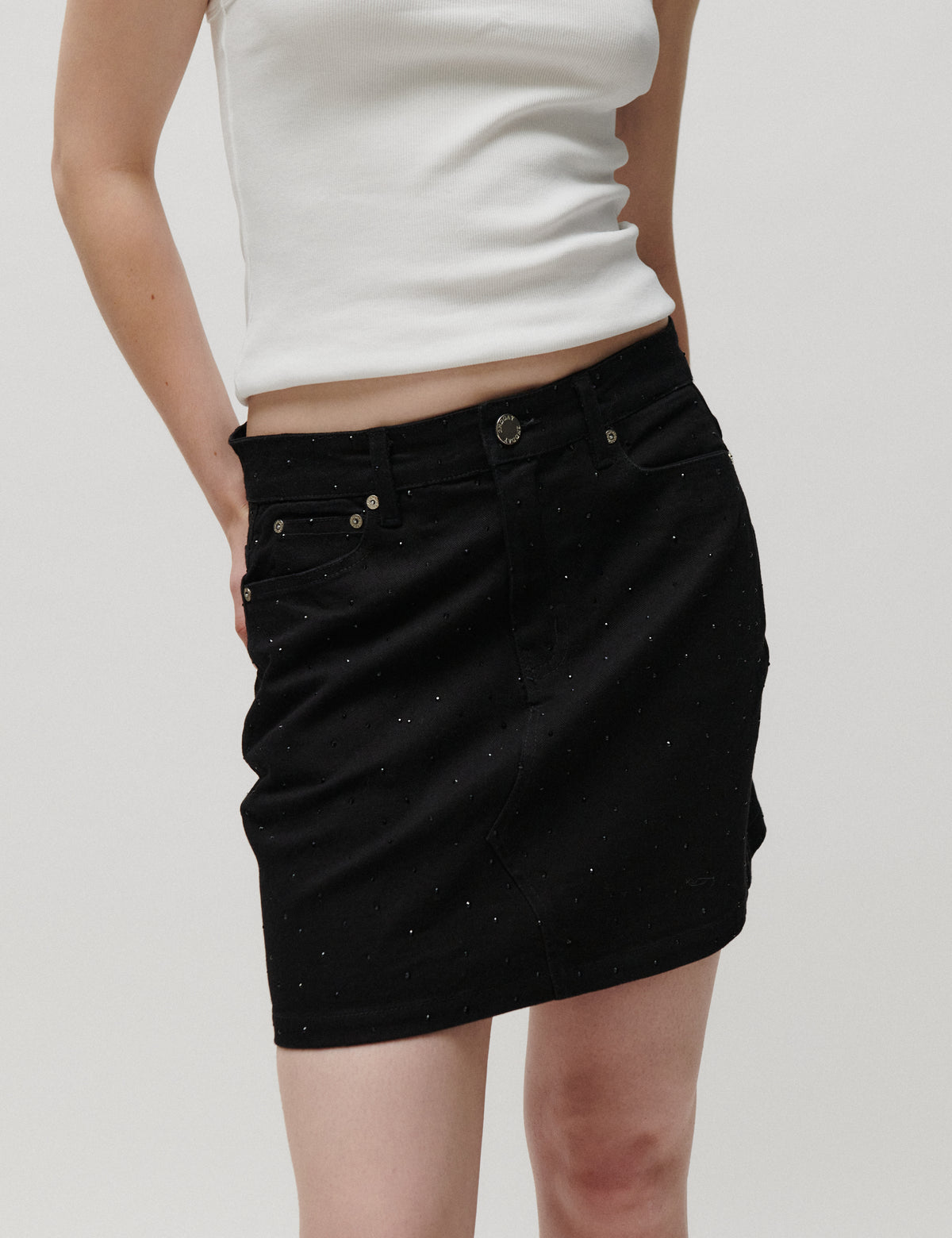 2NDDAY 2NDLollie - Crystal Denim - Nederdel Skirt D002 Black Denim