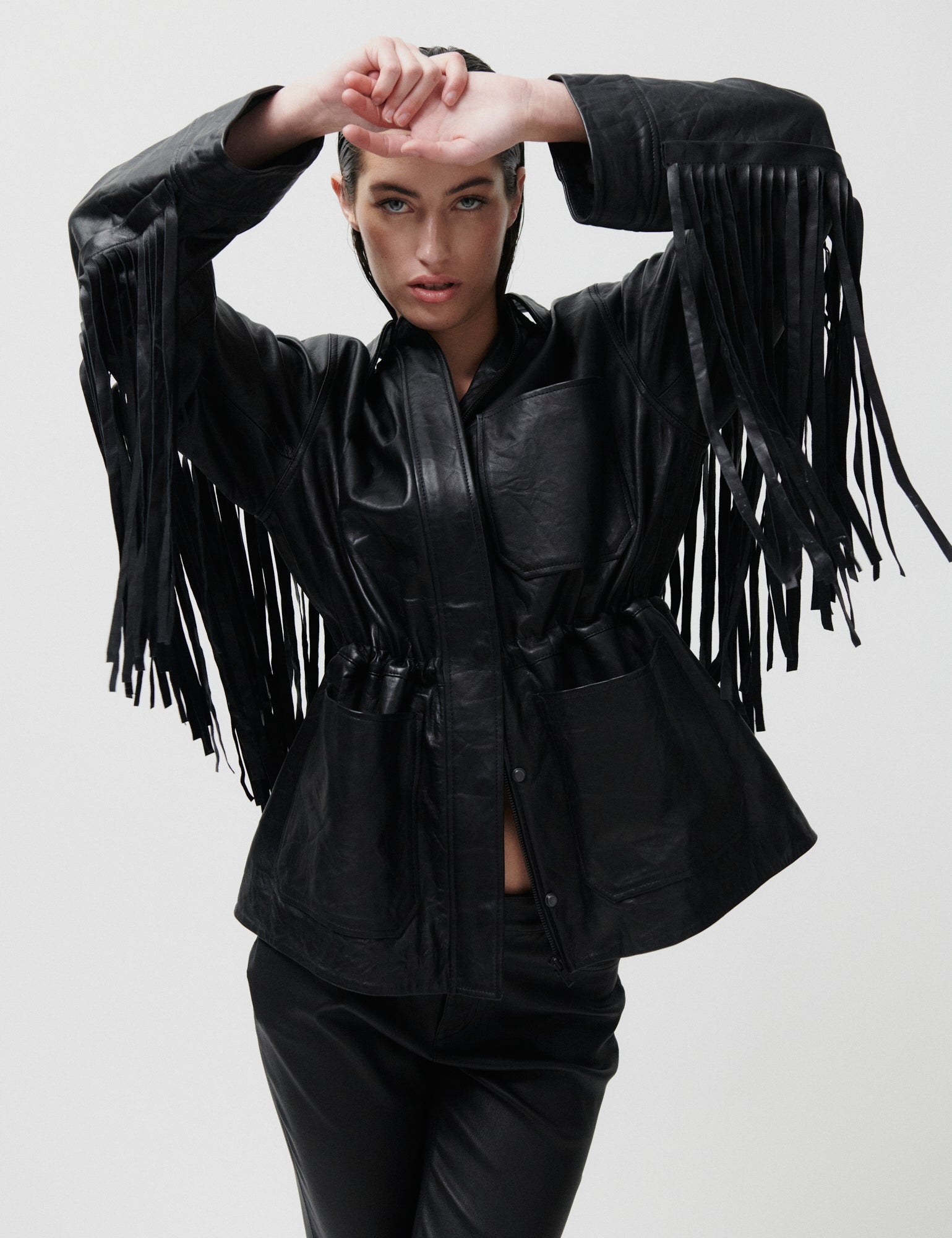 2NDDAY 2ND Brucet - Fine Leather Jakke 194008 Meteorite (Black)