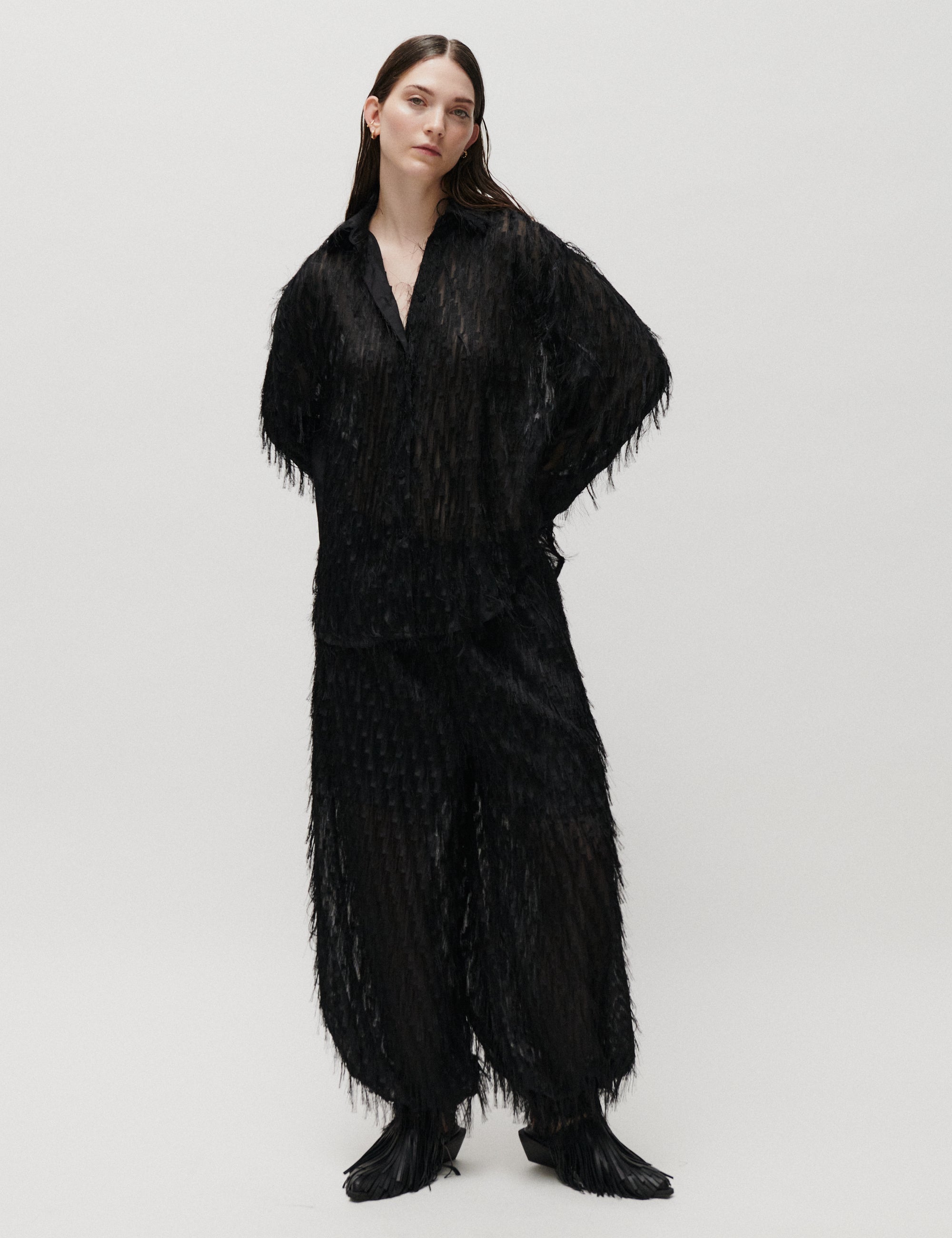 2NDDAY 2ND Caleb - Textured Fringe - Bukser Bukser 190303 Black