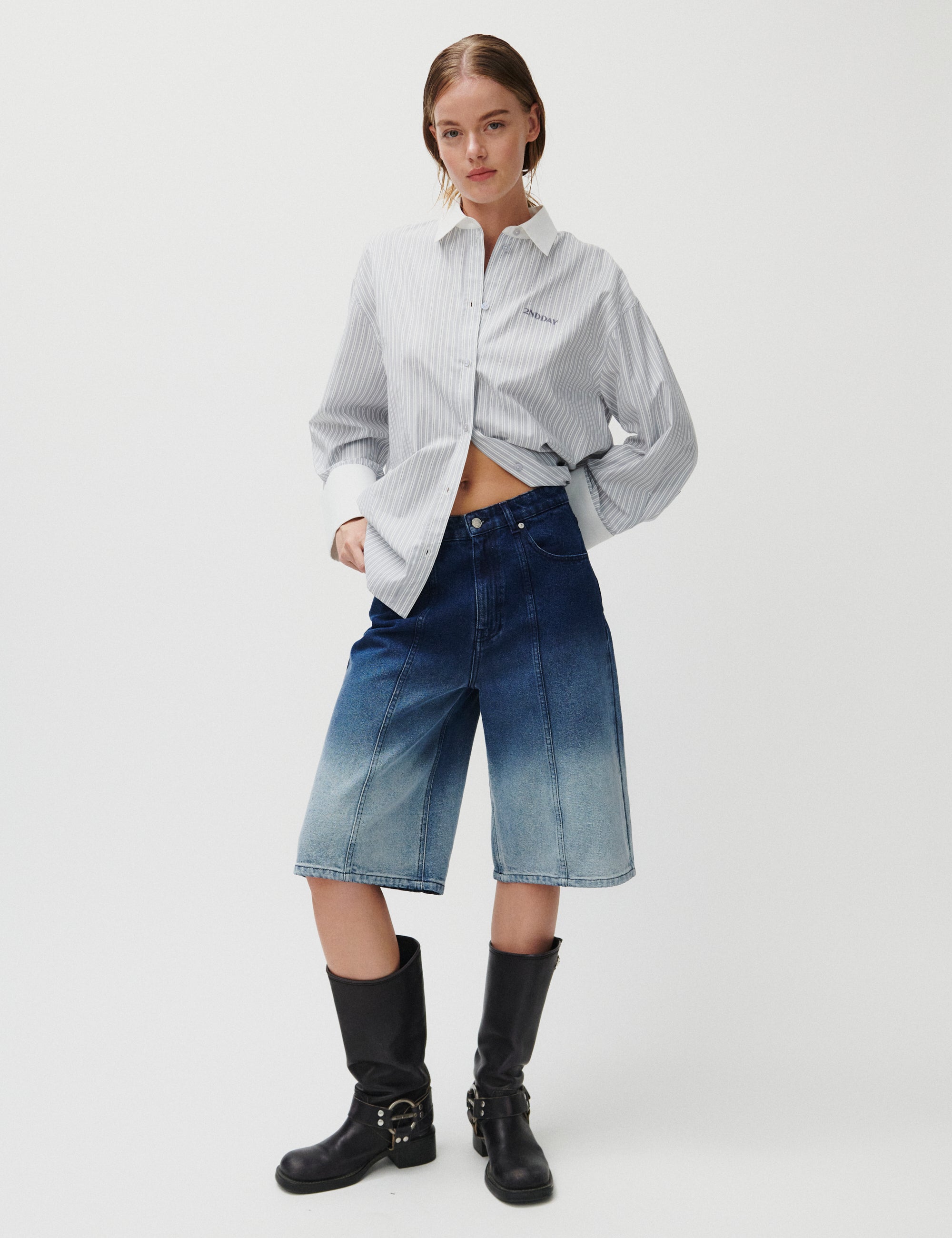2NDDAY 2ND Claren - Cotton Stripes Shirts & Blouses 420148 High-rise Stripe