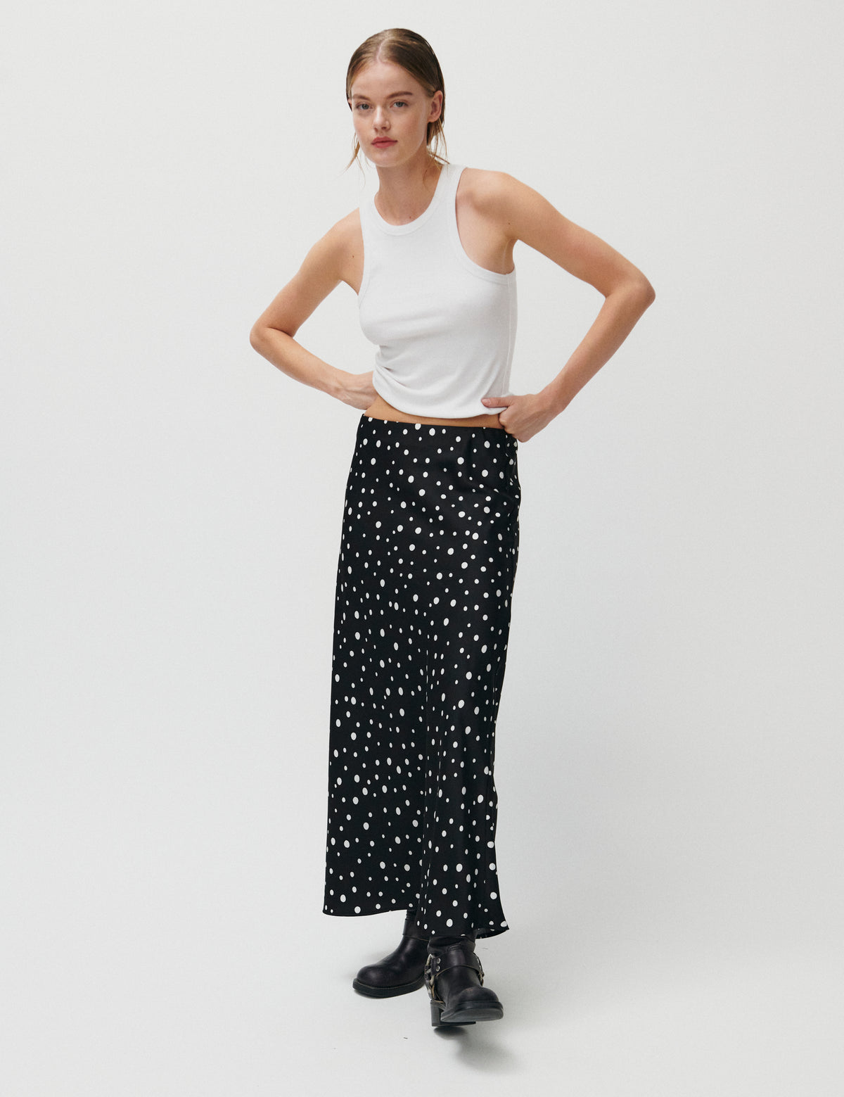 2NDDAY 2ND Cleas - Heavy Satin - Nederdel Skirt 420155 White Polka Dot