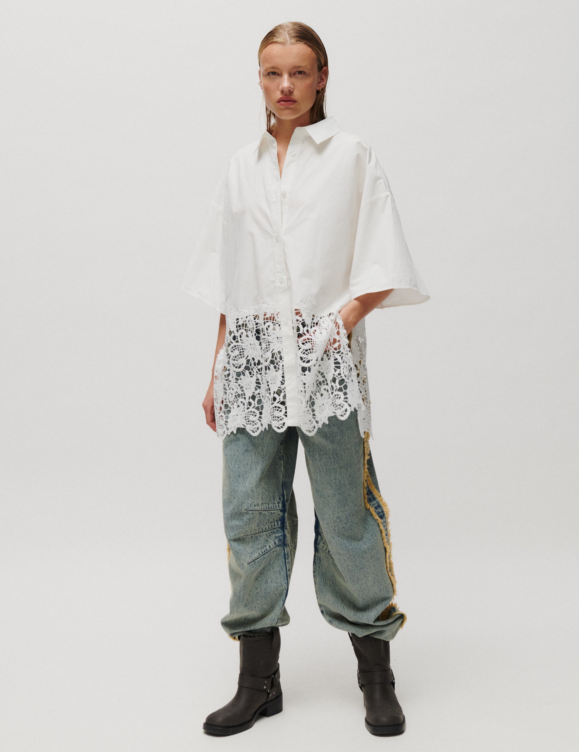 2NDDAY 2ND Edith - Cotton lace - Skjorte Bluse 111001 WHITE ALYSSUM