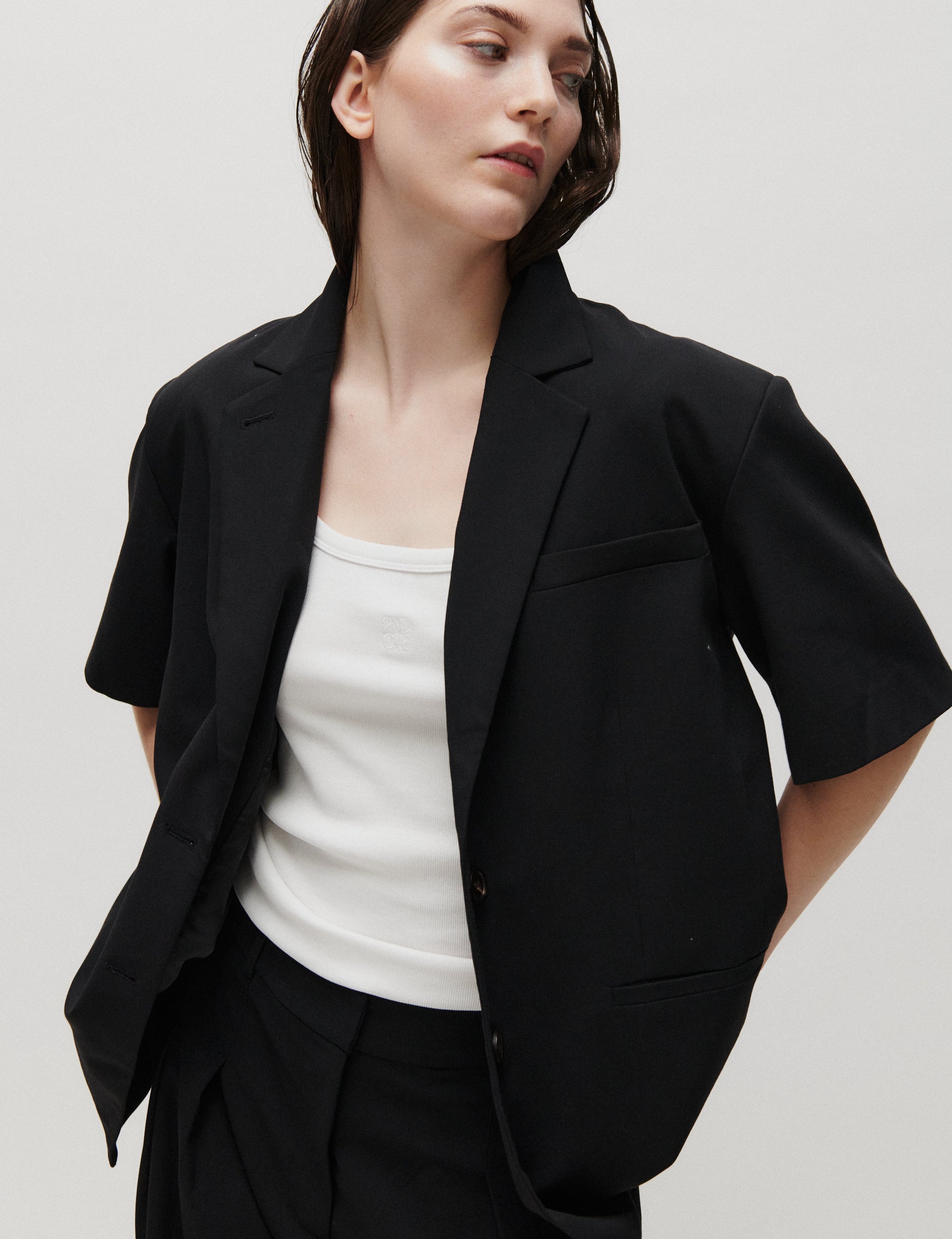 2NDDAY 2ND Hanzo - Melange Suiting - Blazer Blazer 190303 Black