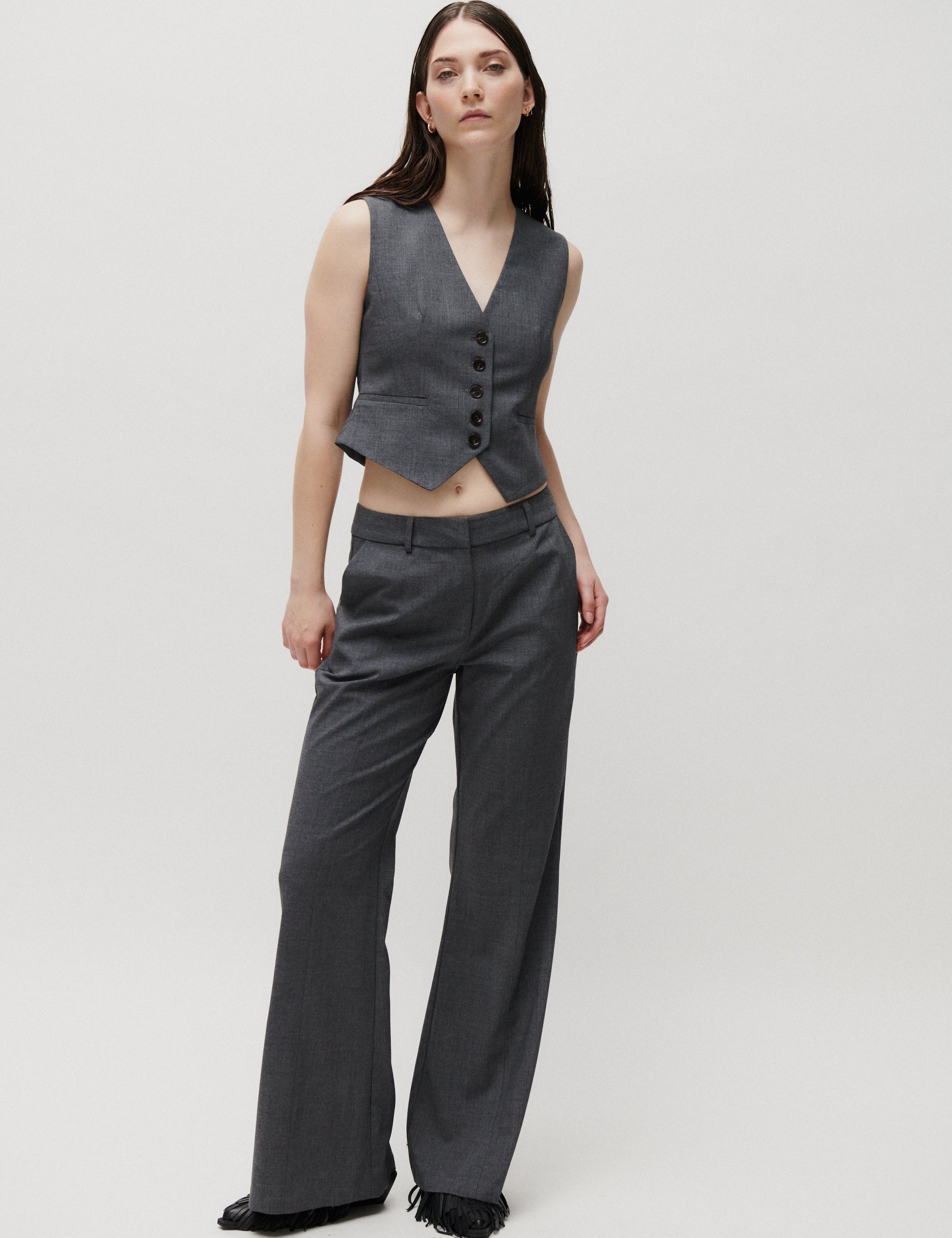 2NDDAY 2ND Hattoria - Melange Suiting Bukser 420129 Light Grey Melange