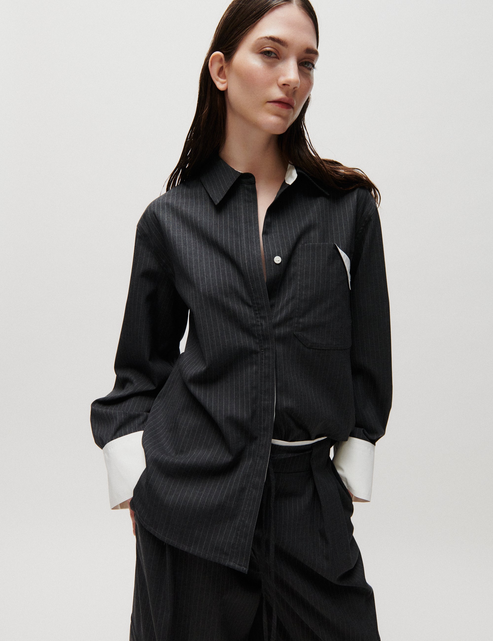 2NDDAY 2ND Ishii - Yarn Dye Suiting - Skjorte Bluse 194205 Phantom