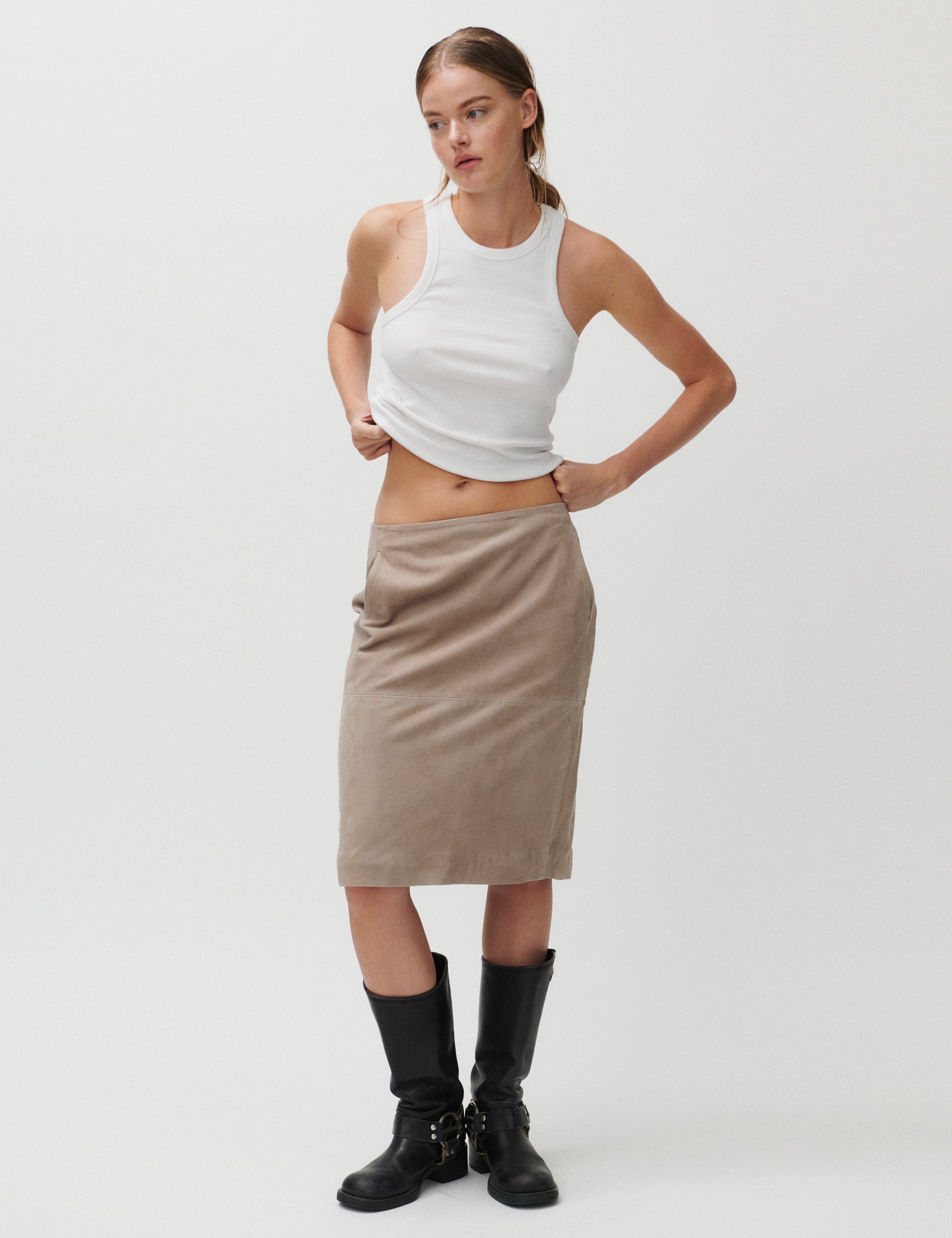 2NDDAY 2ND Jayan - Suede Skirt 170808 Taupe Gray