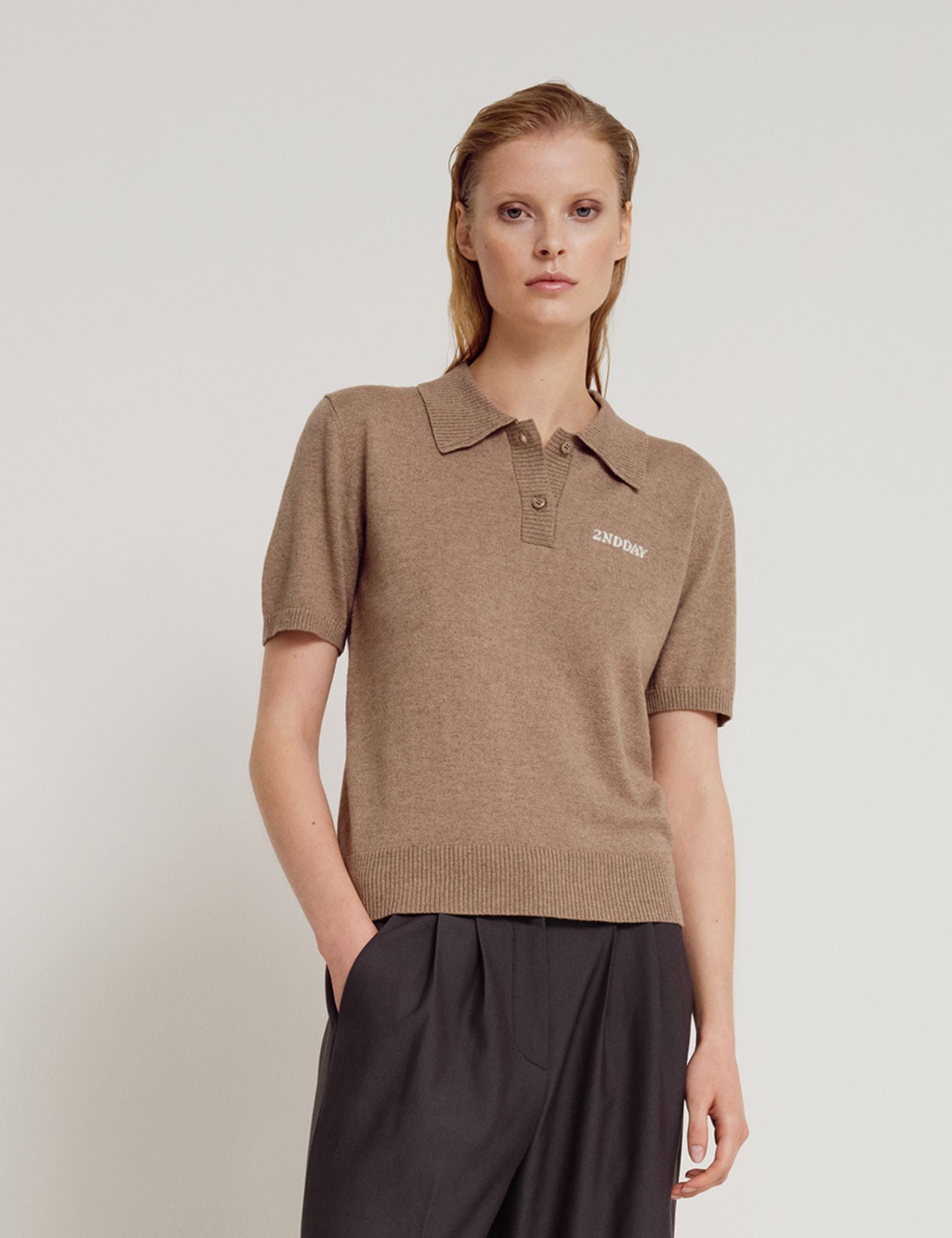 2NDDAY 2ND Jean - Soft Wool Blend Tops & T-Shirts 171310 Timber Wolf