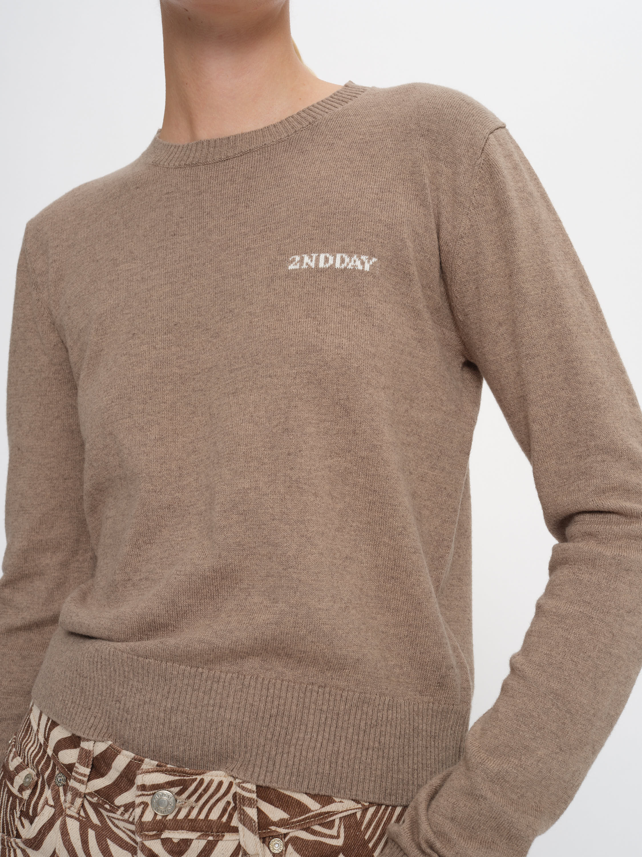 2NDDAY 2ND Lance - Soft Wool Blend Pullover 171310 Timber Wolf