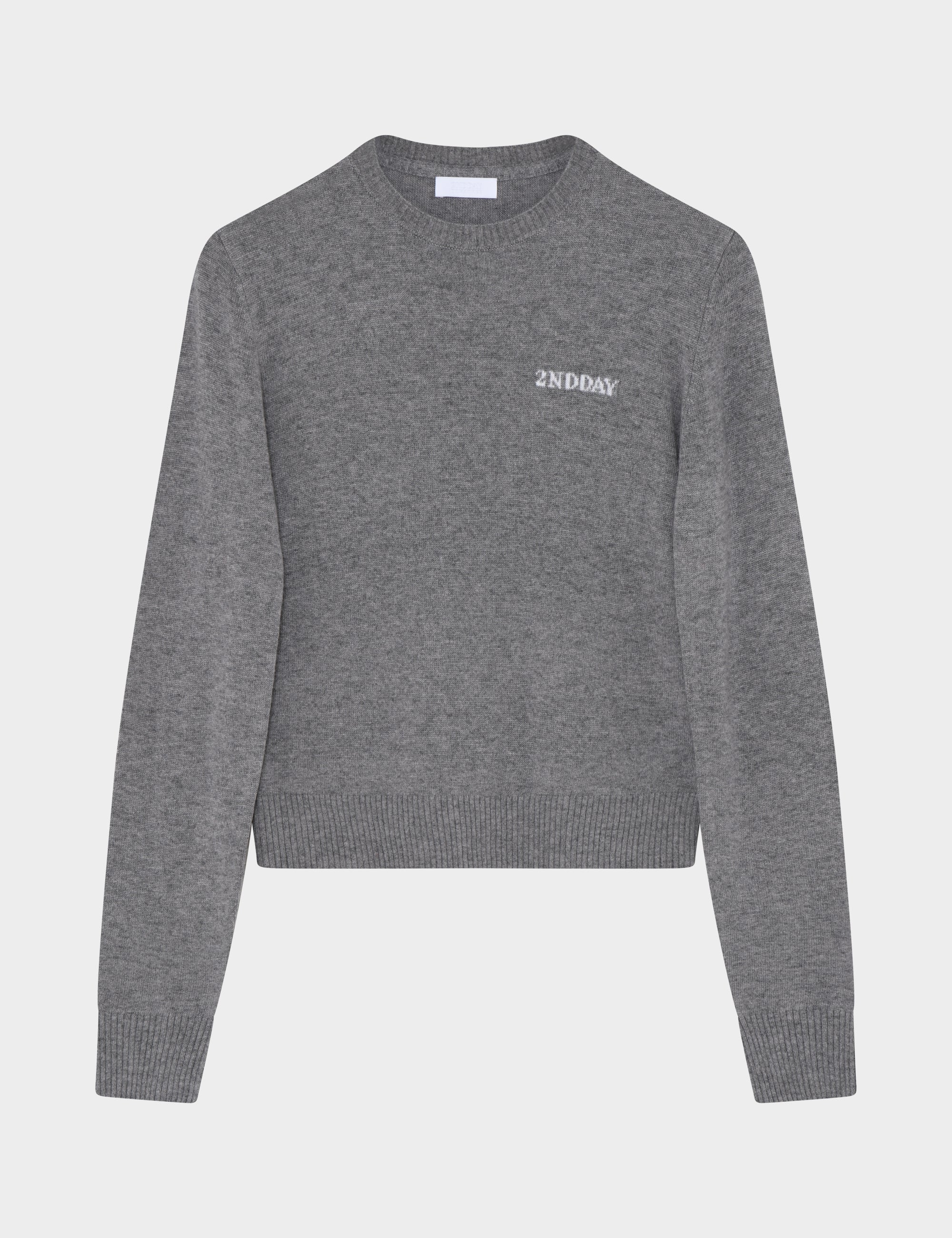 2NDDAY 2ND Lance TT - Soft Wool Blend Sweater 420129 Light Grey Melange