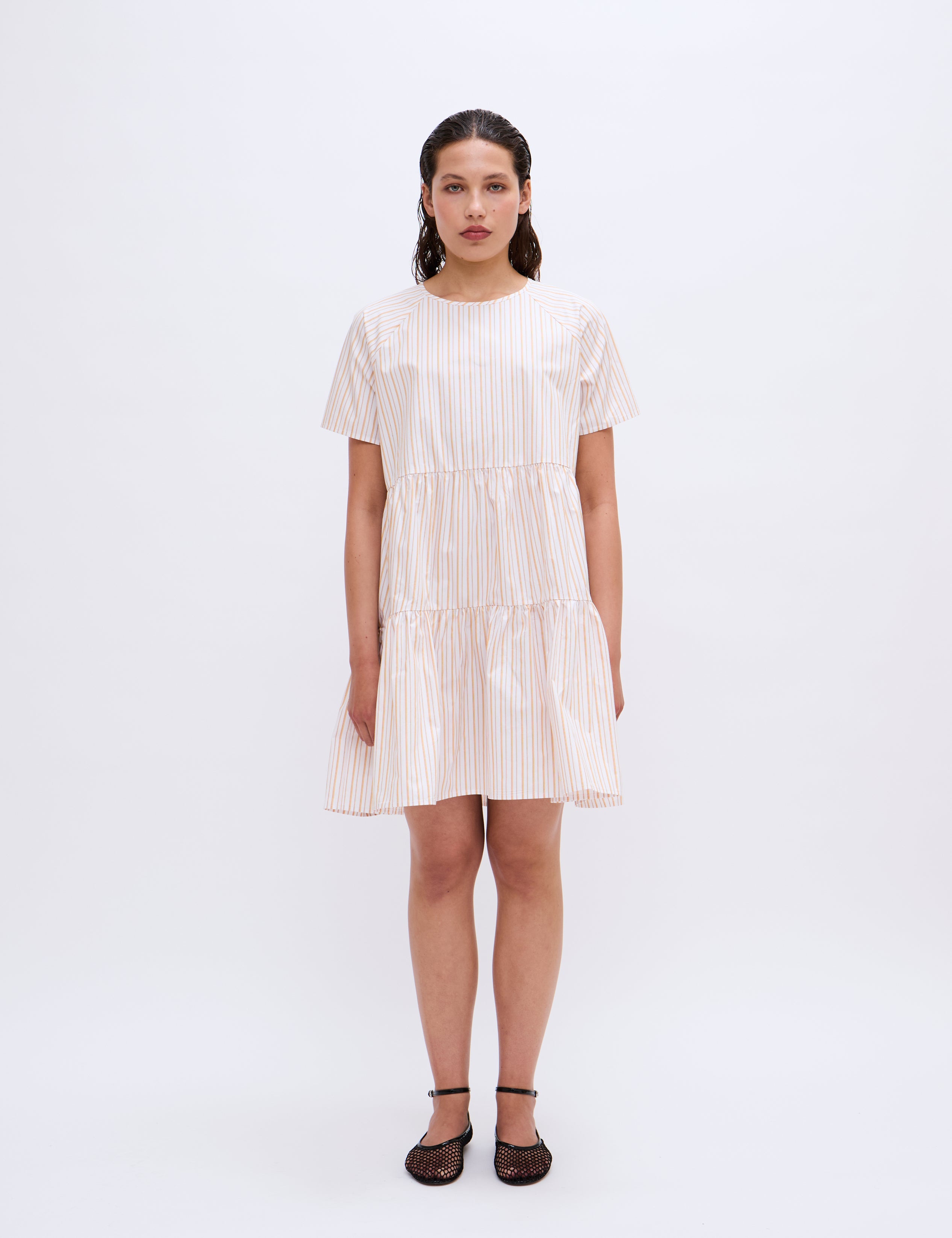 2NDDAY 2ND Loretta - Cotton Stripes Kjole 420143 Saffron Stripe