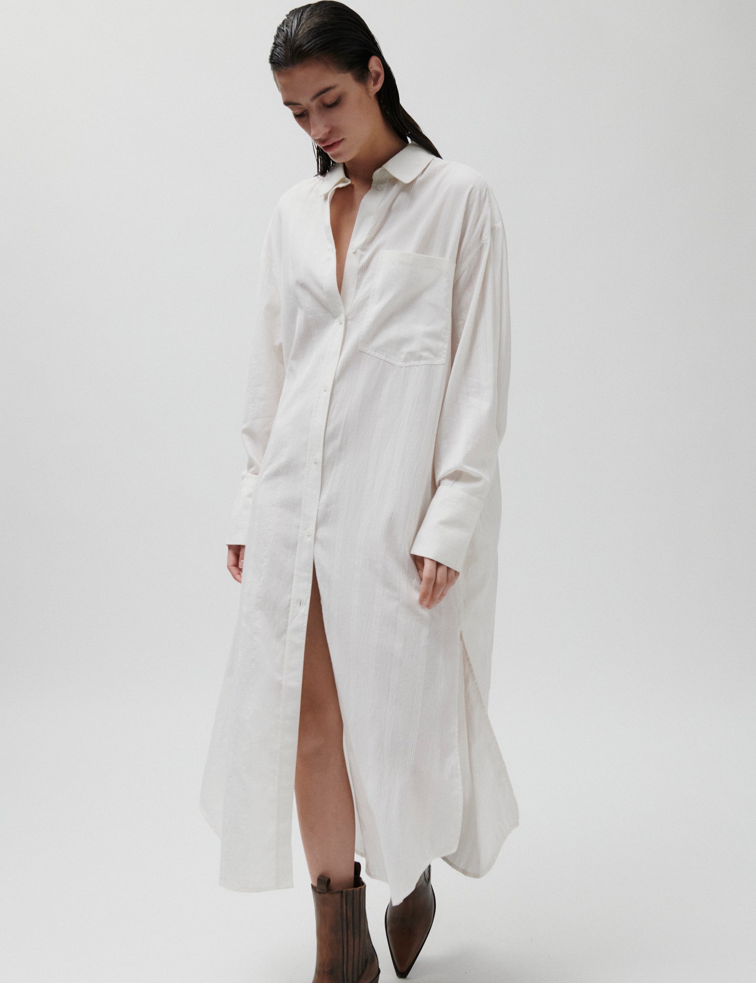 2NDDAY 2ND Maddy - Crispy Cotton Stripe Kjole 111001 WHITE ALYSSUM