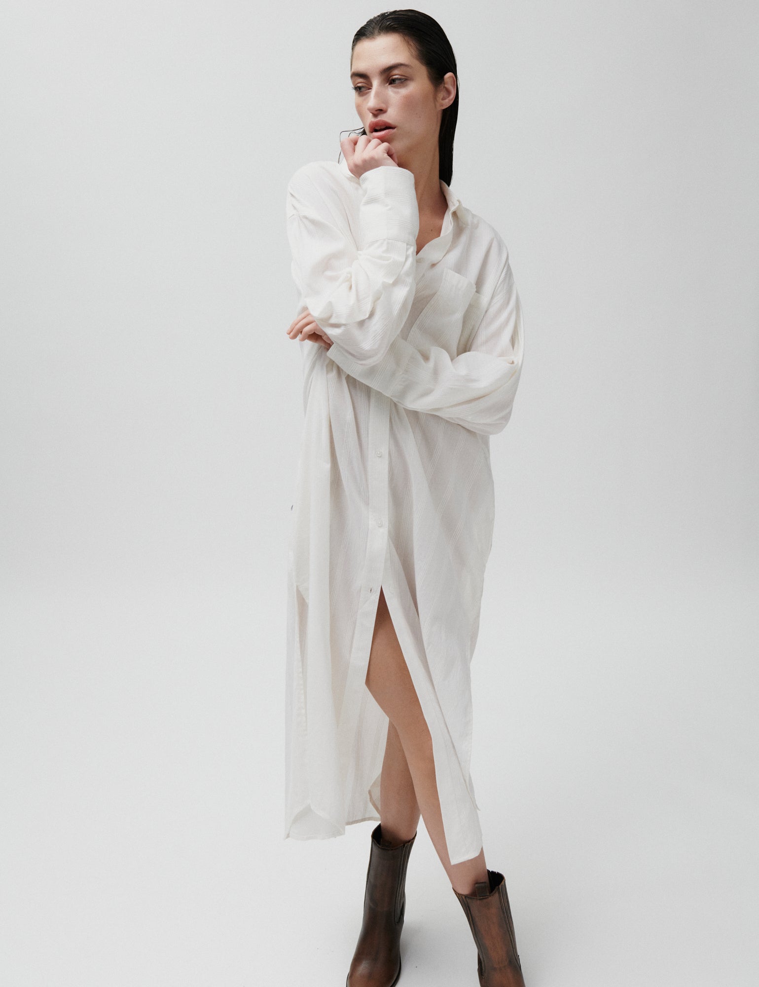 2NDDAY 2ND Maddy - Crispy Cotton Stripe Kjole 111001 WHITE ALYSSUM