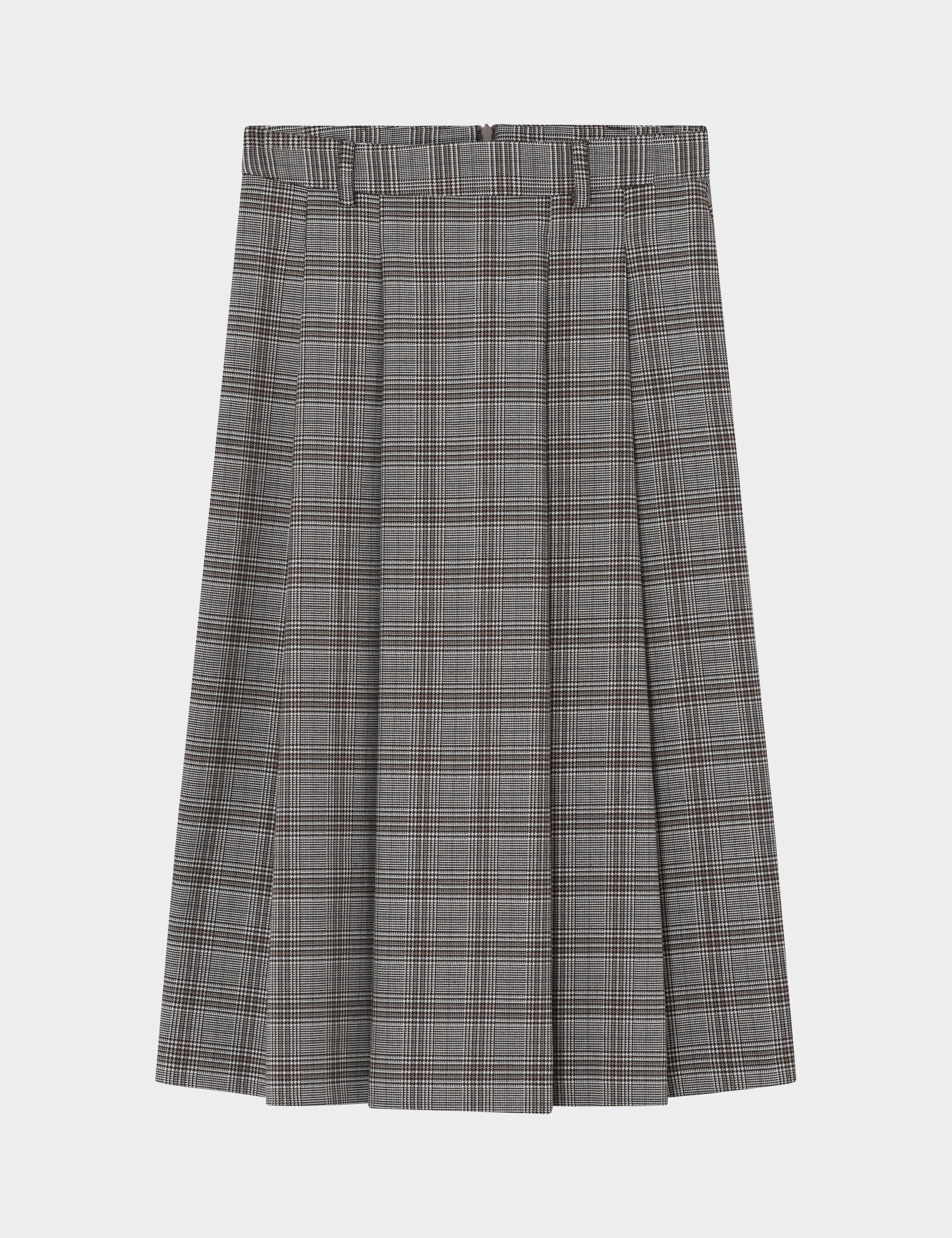 2NDDAY 2ND Matilda - Checked Suiting Skirt 170808 Taupe Gray