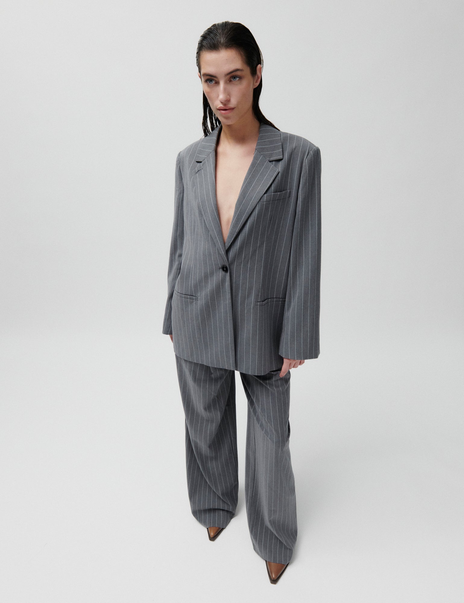 2NDDAY 2ND Mille - Dry pinstripe Pants 171115 PETRIFIED OAK