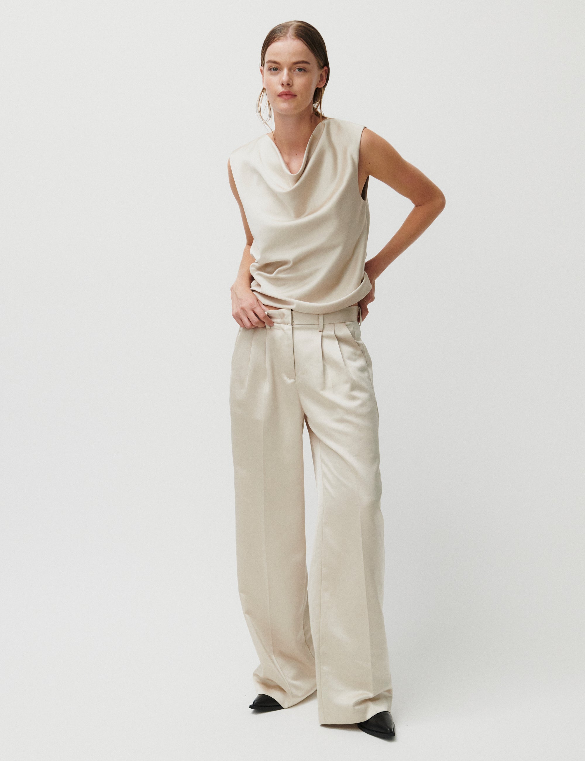 2NDDAY 2ND Mille - Shiny Suiting Pants 141106 Peyote