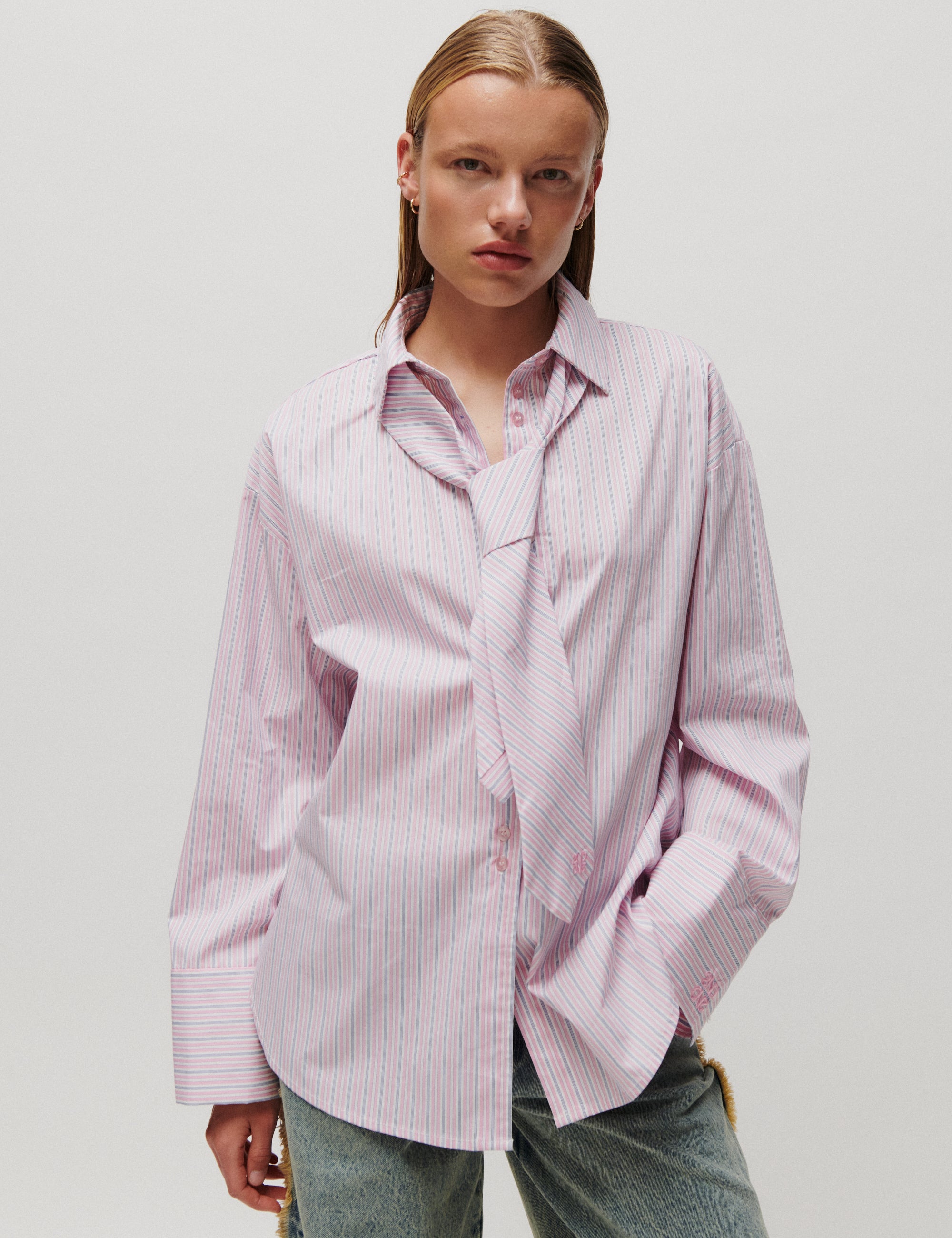 2NDDAY 2ND Rue - Fall Shirting - Skjorte Bluse 420158 Pink Stripe