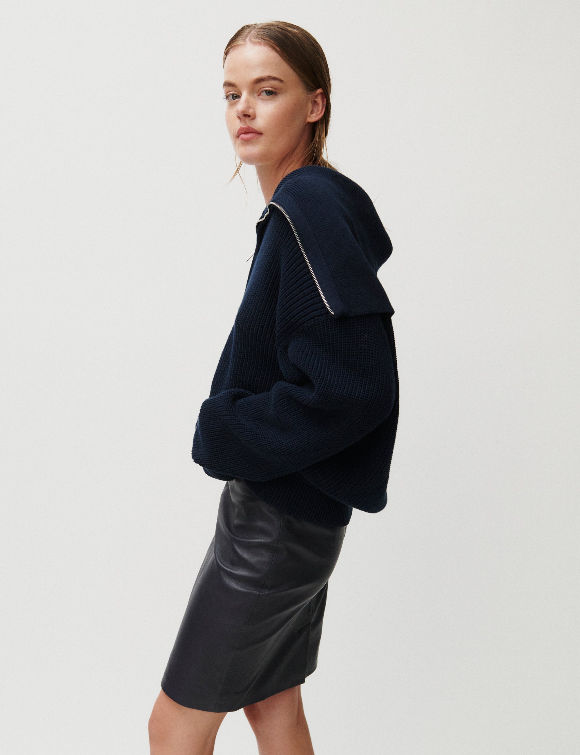 2NDDAY 2ND Serdina - Defined Cotton Ribs Pullover 193923 Navy Blazer