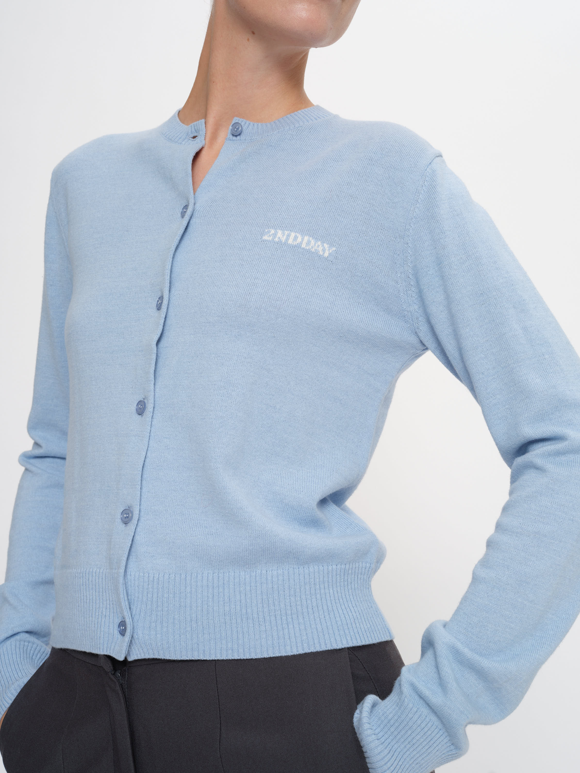 2NDDAY 2ND Vinny - Soft Wool Blend Cardigan 4038 Powder Blue