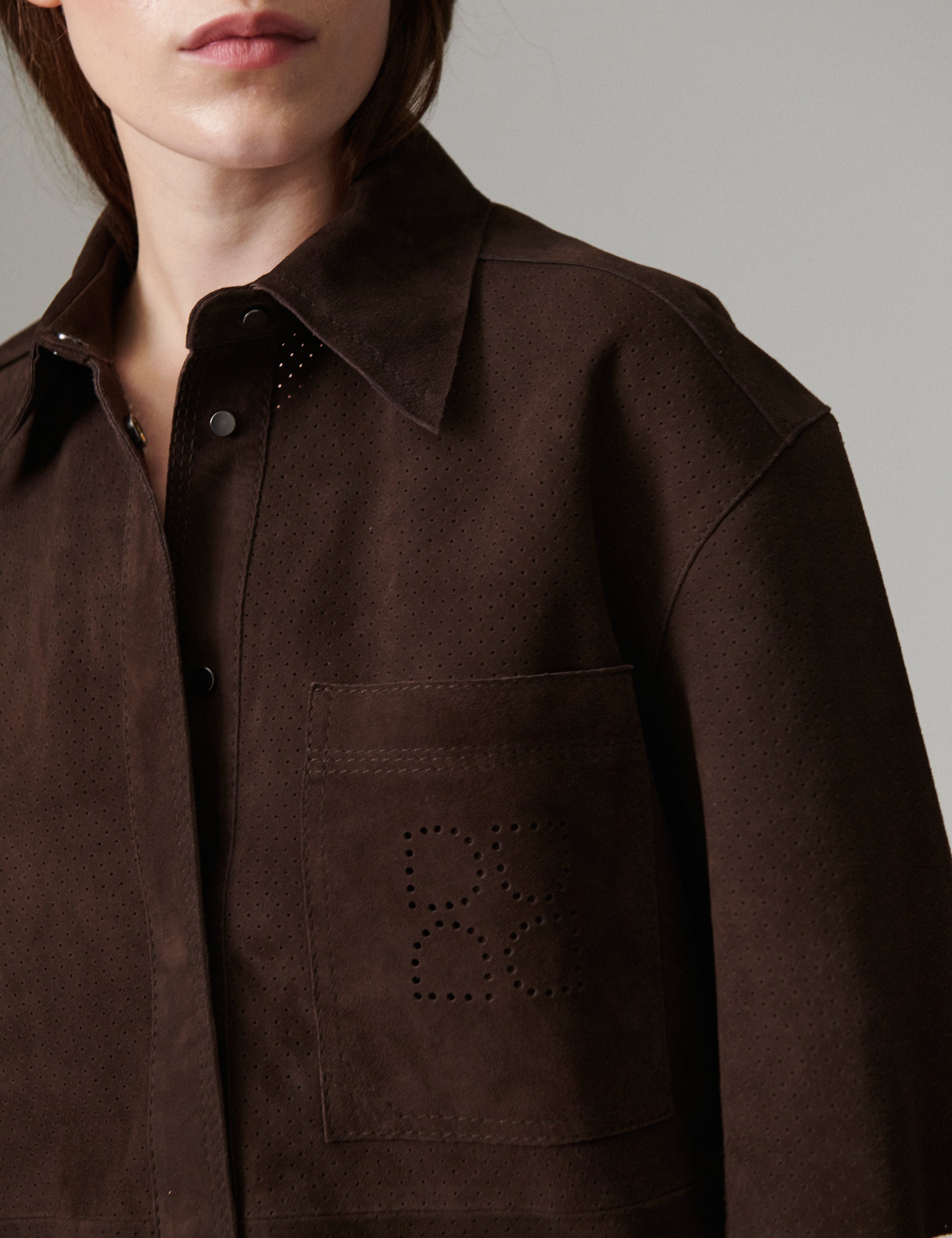 DAY Birger ét Mikkelsen Aladdin - Perforated Light Suede - Skjorte Bluse 190915 Coffee Bean