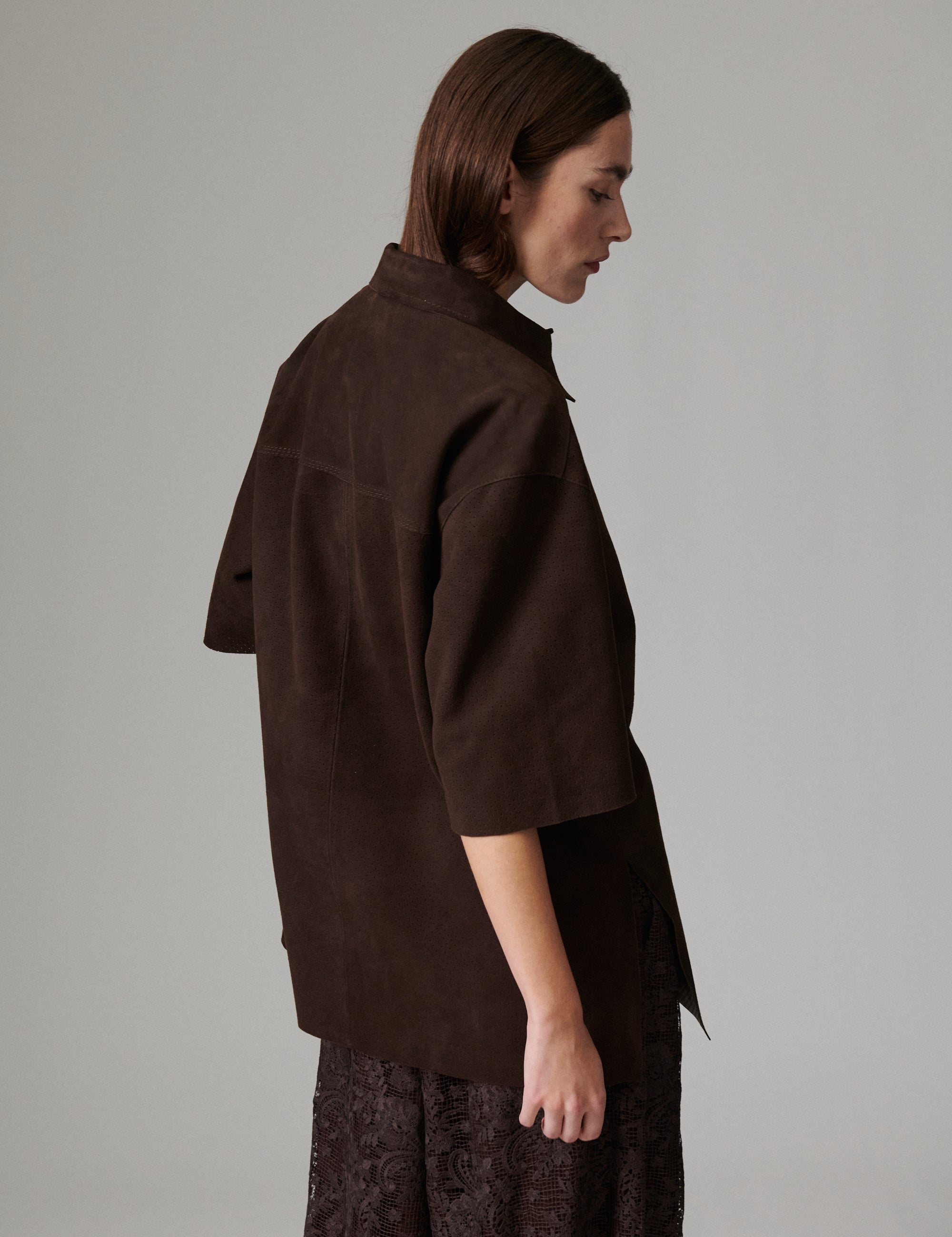 DAY Birger ét Mikkelsen Aladdin - Perforated Light Suede - Skjorte Bluse 190915 Coffee Bean