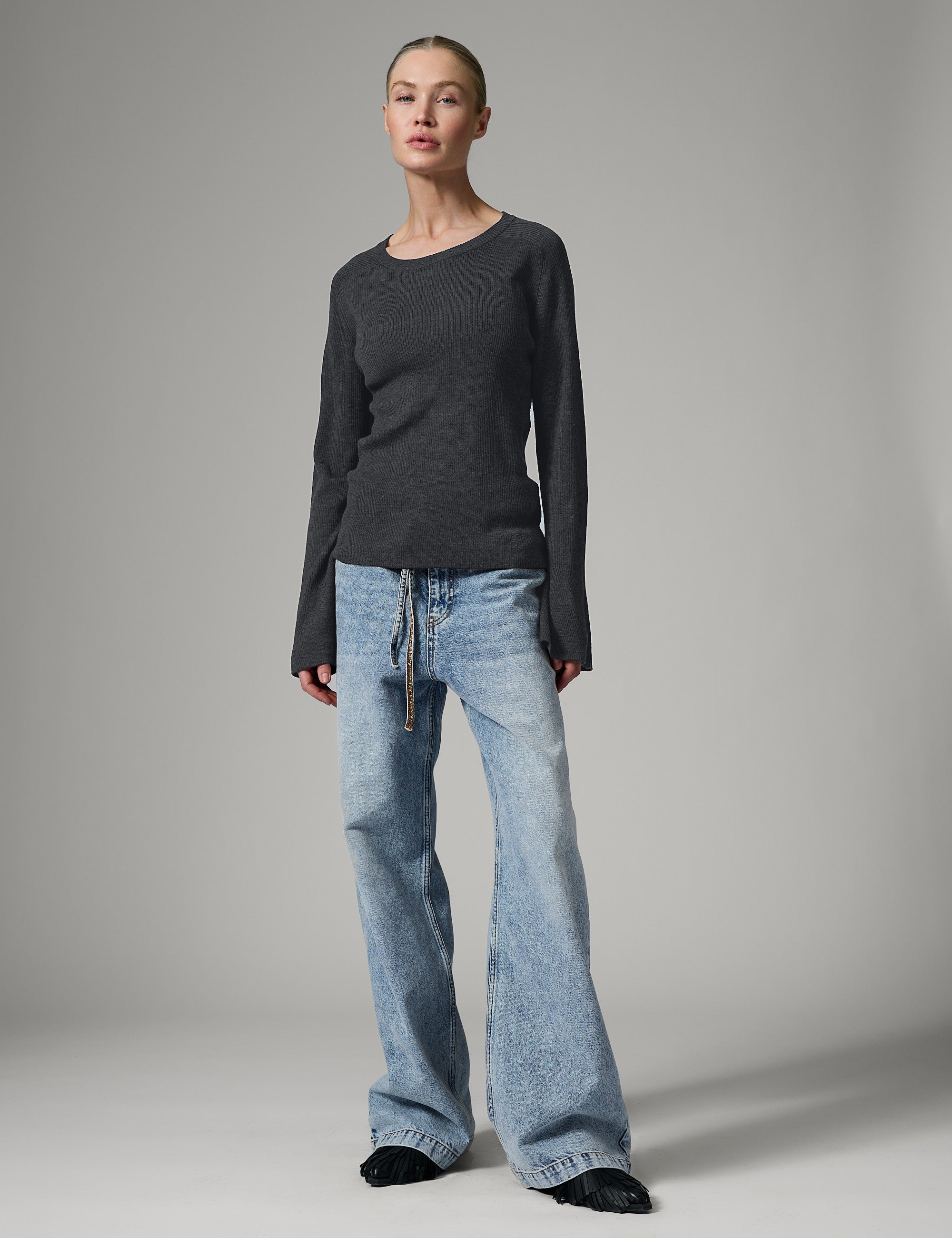 DAY Birger ét Mikkelsen Anabelle Rib - Daily Elements - Pullover Sweater 500003 Dark Grey Melange