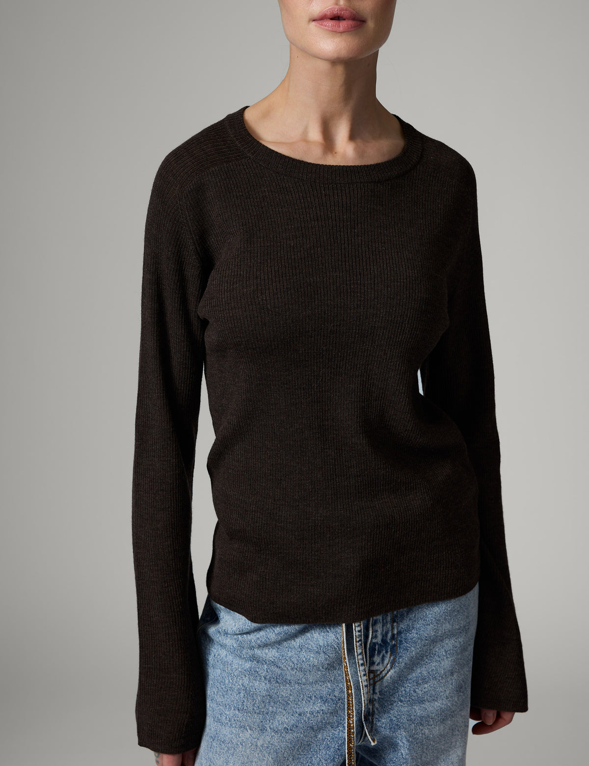 DAY Birger ét Mikkelsen Anabelle Rib - Daily Elements - Pullover Sweater 500116 DARK BROWN MELANGE