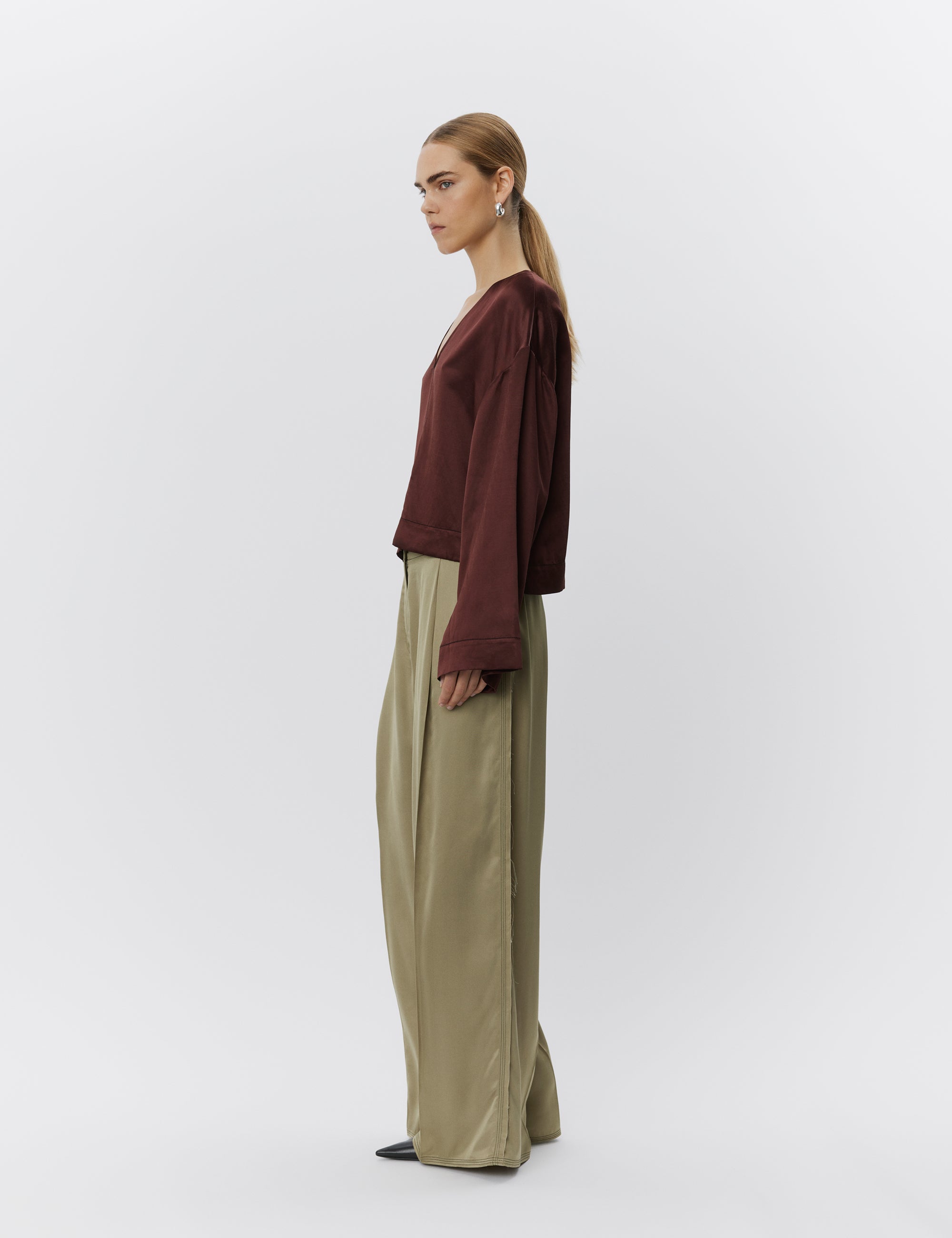 DAY Birger ét Mikkelsen Arkin - High Shine Blend Tops & T-Shirts 191317 Bitter Chocolate