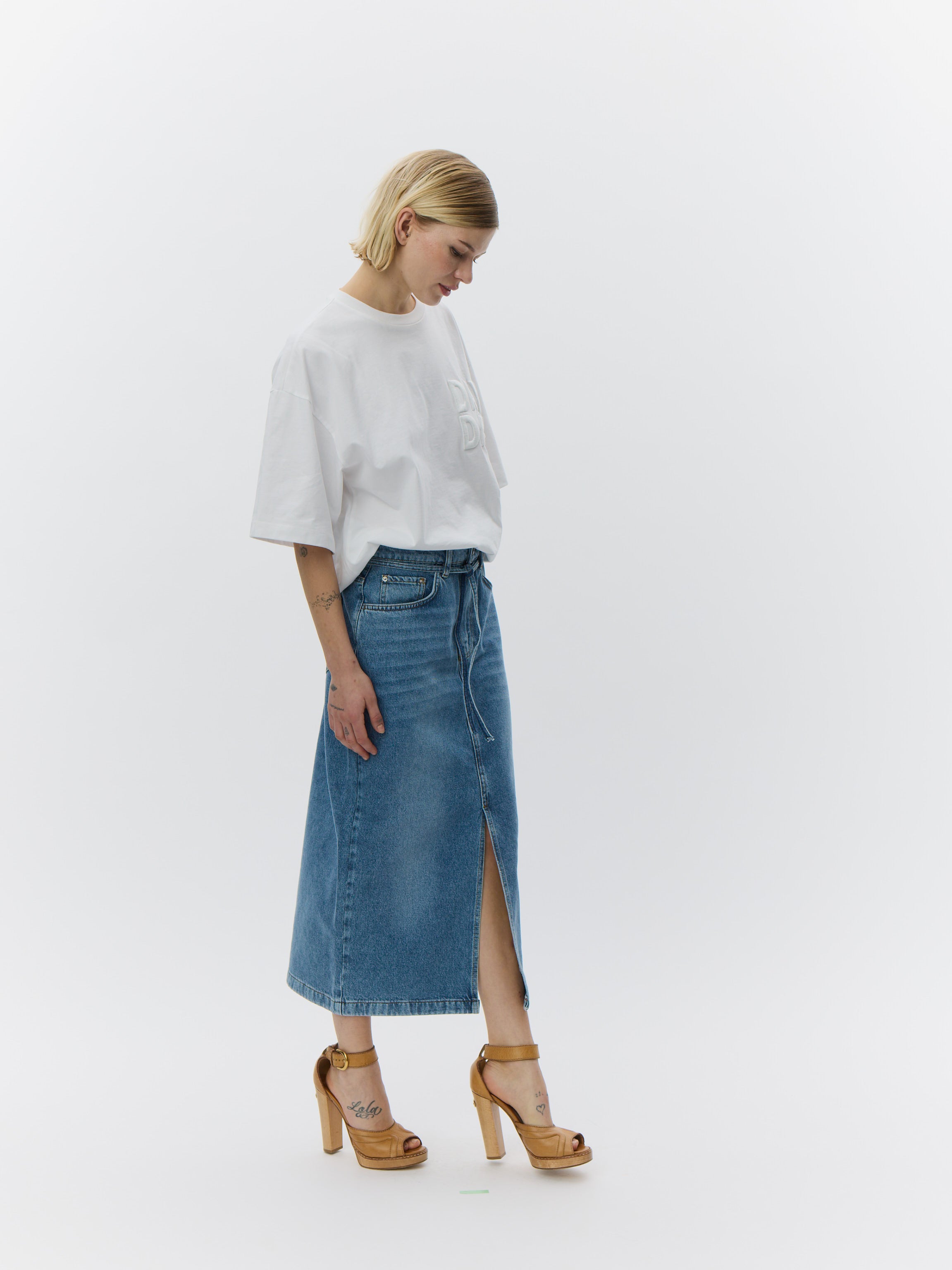 DAY Birger ét Mikkelsen Ben - Blue Soft Denim Skirt 500005 Light Blue