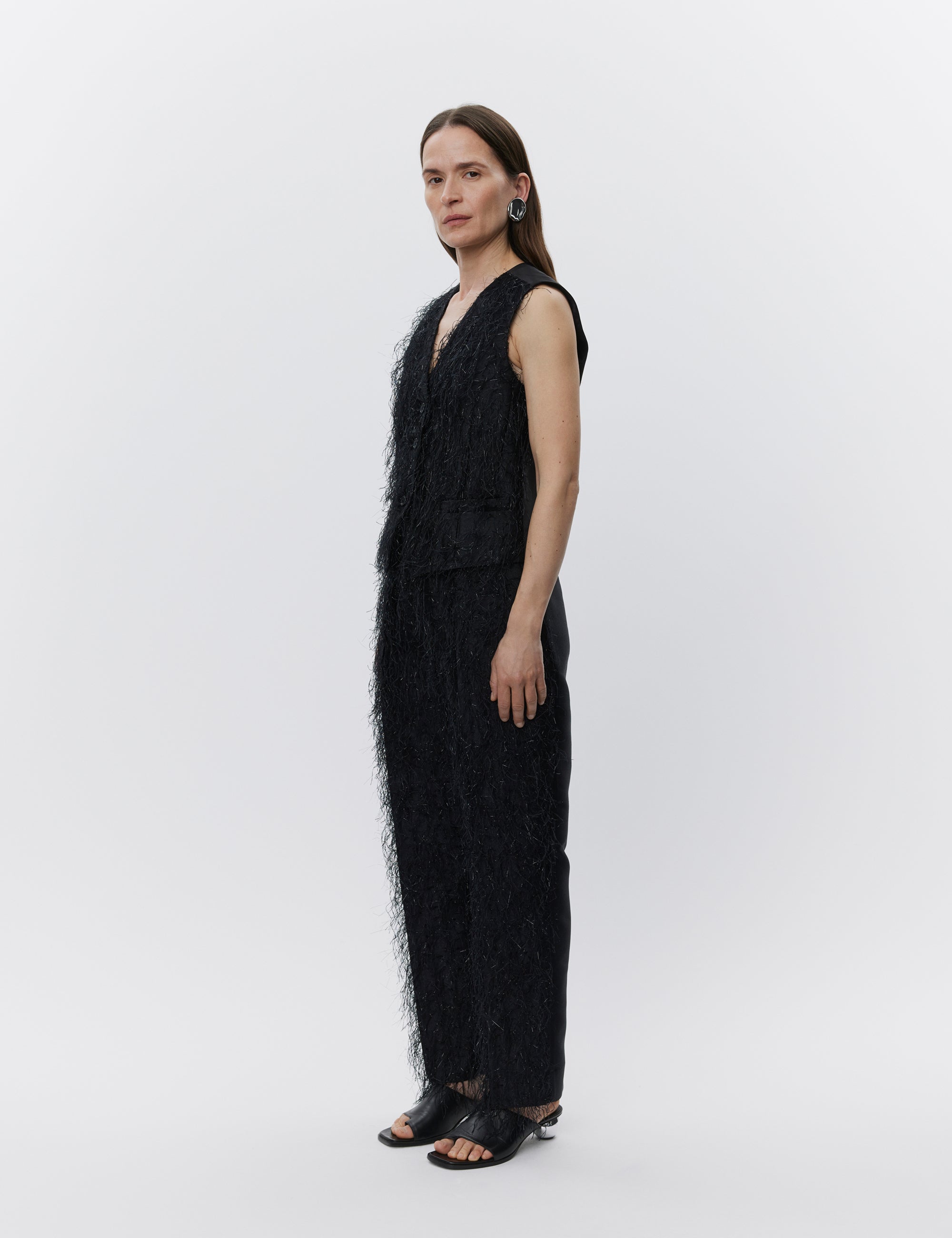 DAY Birger ét Mikkelsen Christa - Frayed jacquard RD Waistcoat 190303 Black