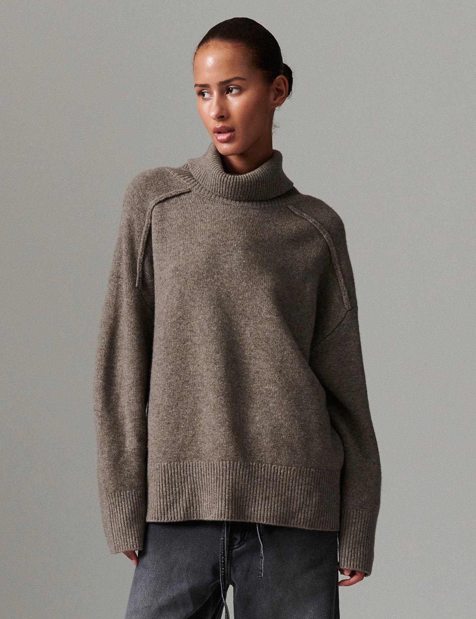 DAY Birger ét Mikkelsen Clarke - Soft lamb Sweater 500157 CHOCOLATE CHIP MELANGE