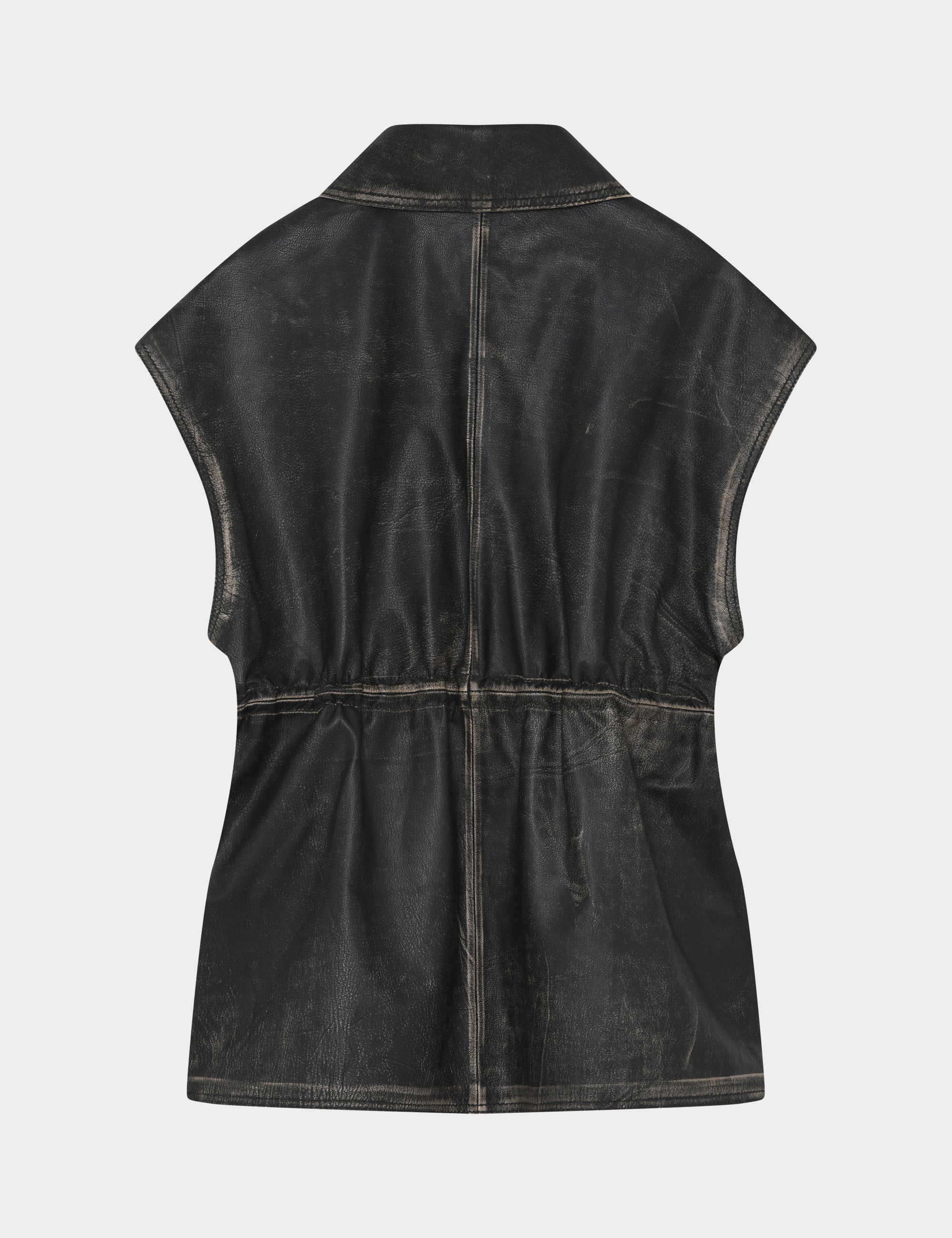 DAY Birger ét Mikkelsen Cristin - Distressed Leather Waistcoat 190303 BLACK