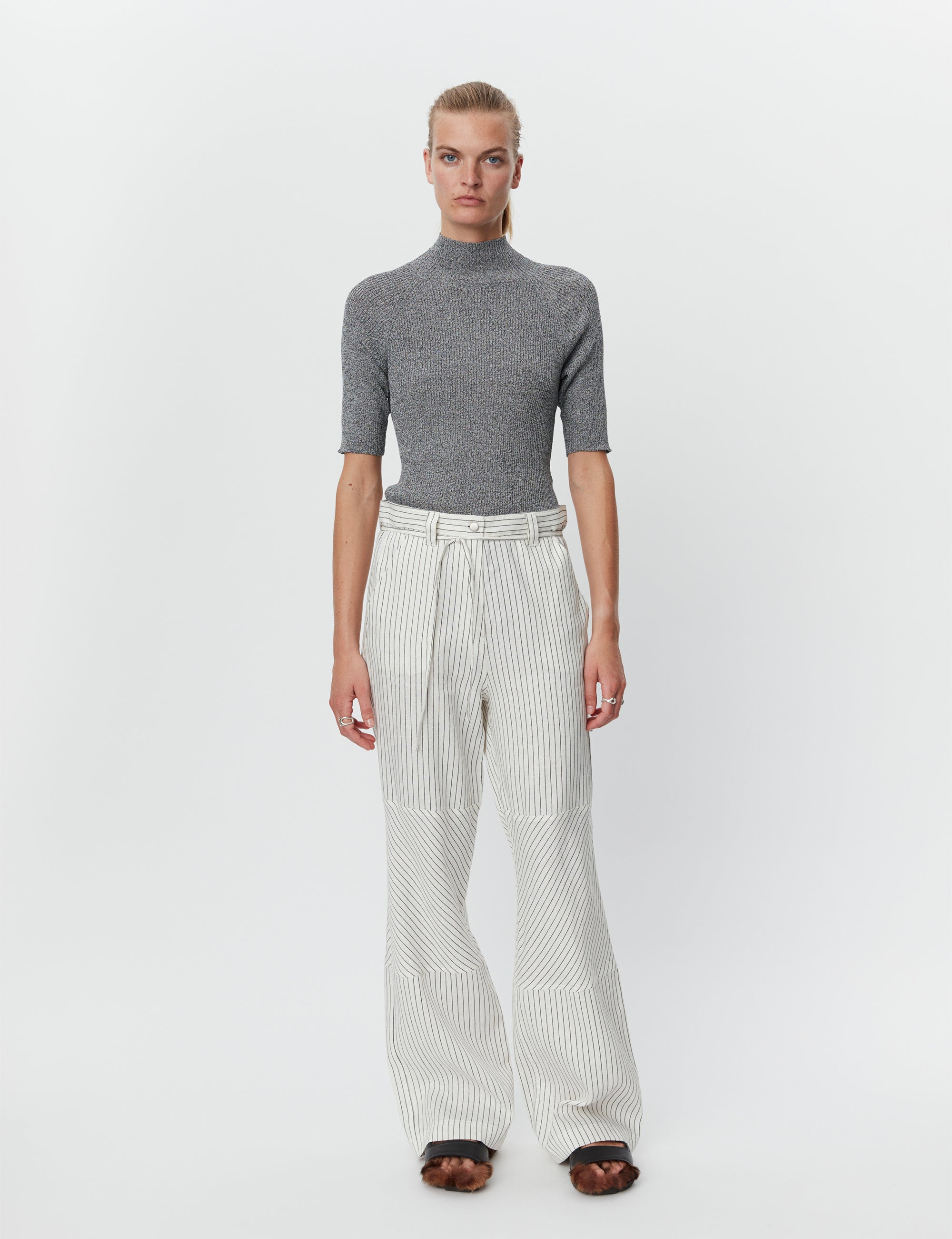 DAY Birger ét Mikkelsen Culkin - Cozy Linen Stripe Bukser 190303 Black