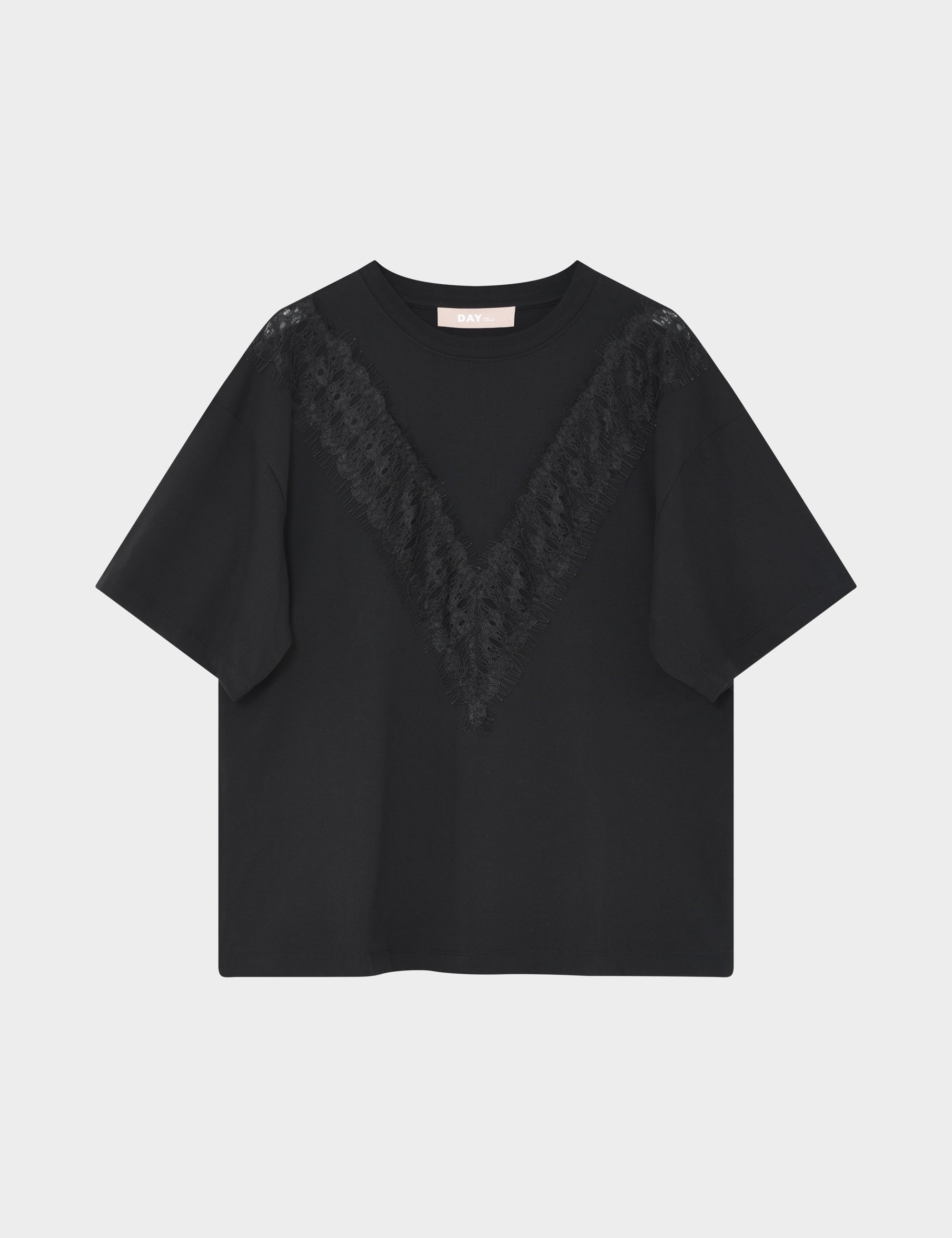 DAY Birger ét Mikkelsen DAYDrewa Lace - Heavy Jersey - T-shirt T-shirt 190303 Black