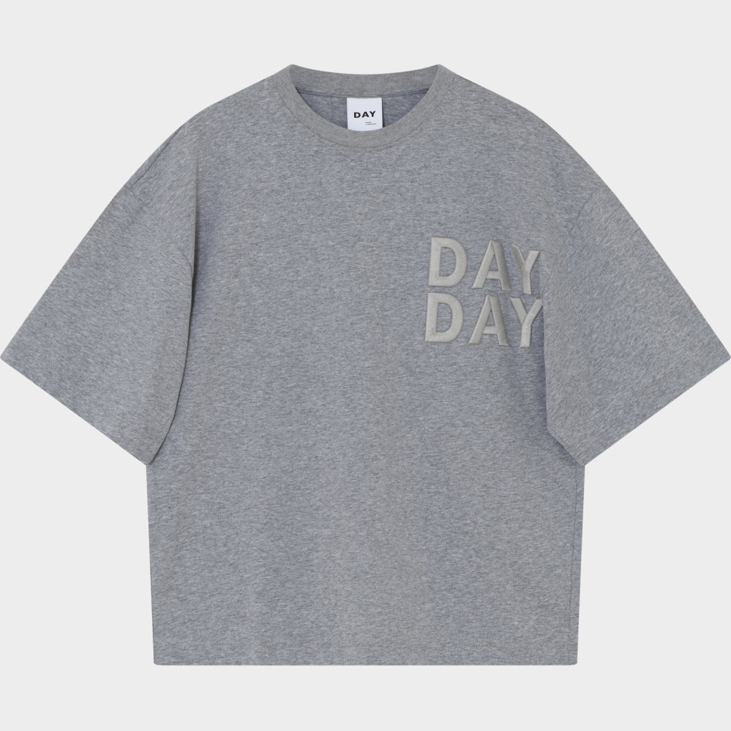 DAY Birger ét Mikkelsen Drew Embroidery - Heavy Jersey - T-shirt T-shirt 500036 Light Grey Melange