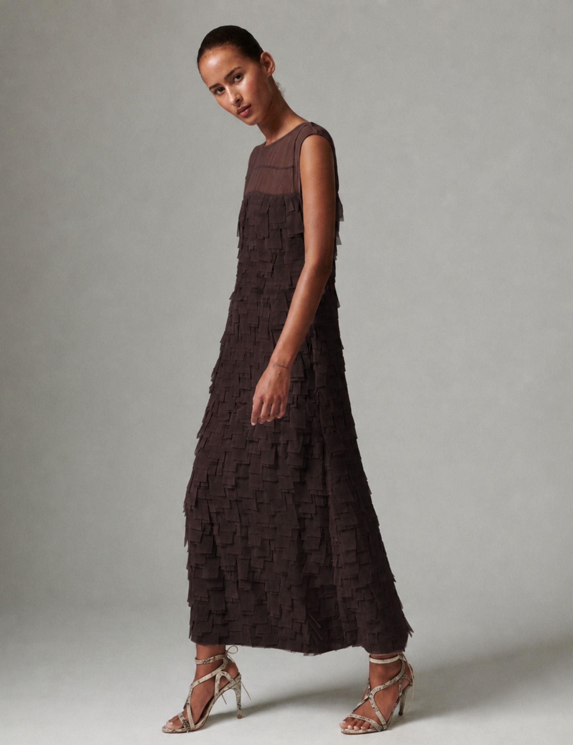 DAY Birger ét Mikkelsen Fig - Chiffon Fringe - Kjole Kjole 10037 Coffee Bean
