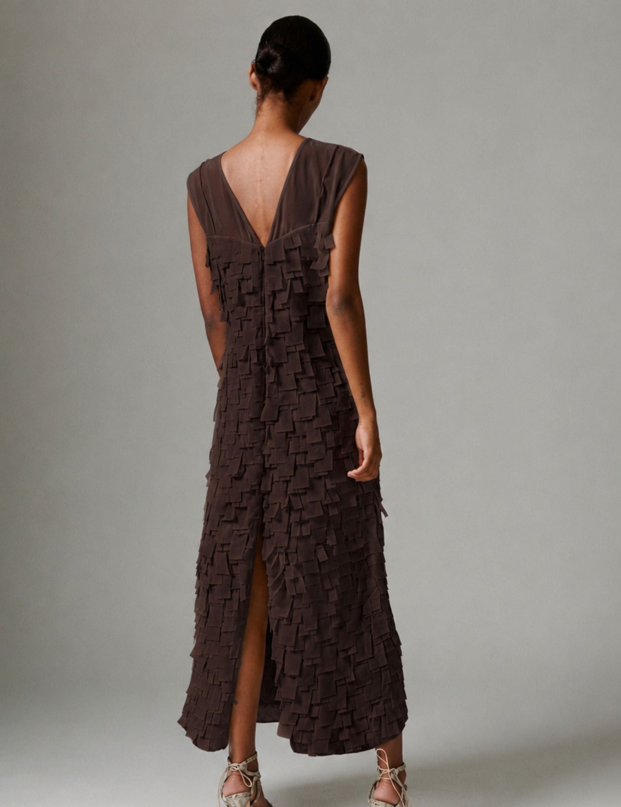 DAY Birger ét Mikkelsen Fig - Chiffon Fringe - Kjole Kjole 10037 Coffee Bean