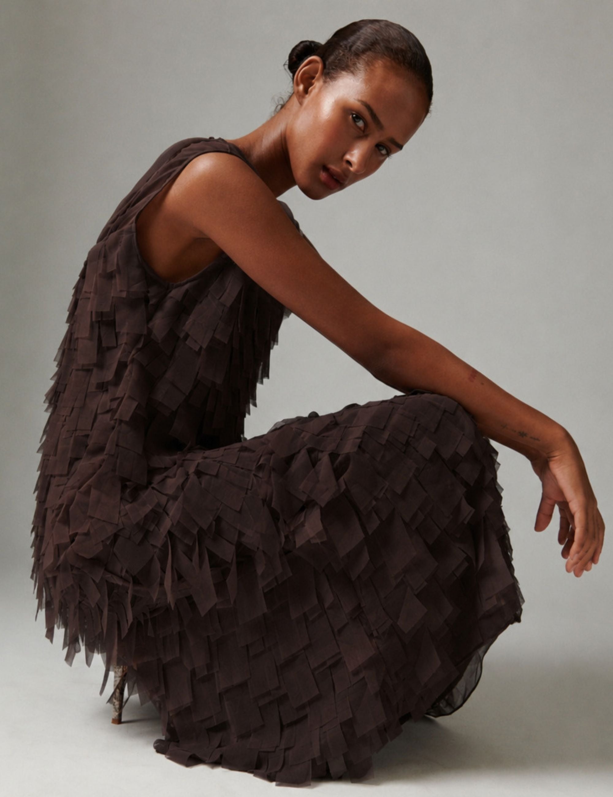 DAY Birger ét Mikkelsen Fig - Chiffon Fringe - Kjole Kjole 10037 Coffee Bean