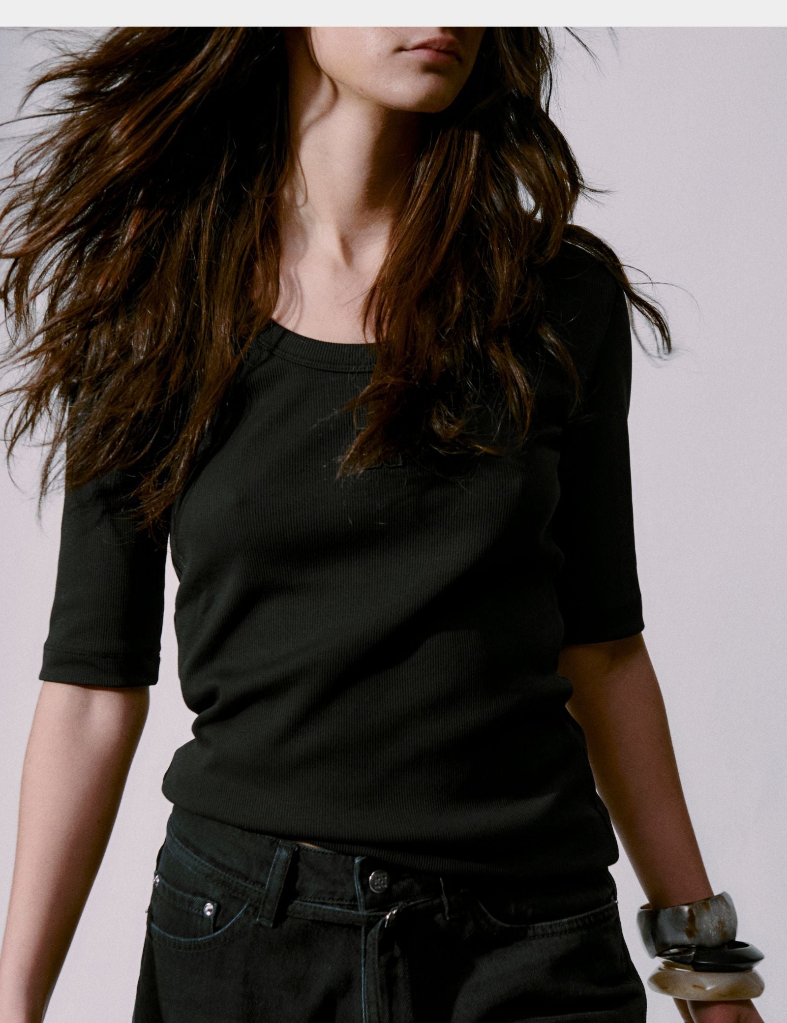 DAY Birger ét Mikkelsen Fine - Classic Rib Tops & T-Shirts 190303 Black