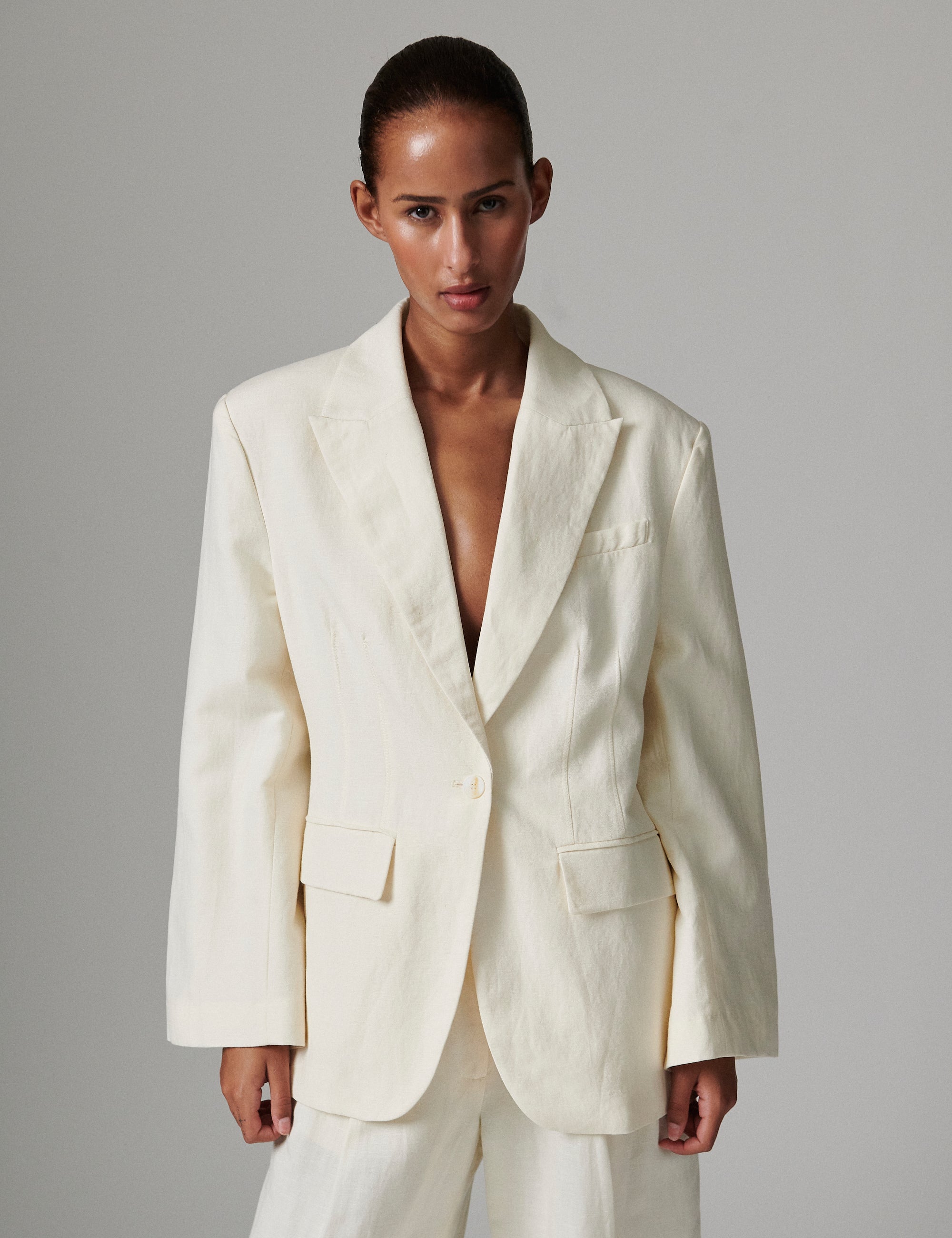 DAY Birger ét Mikkelsen Fiona - Contrast Linen Blazer 110605 JET STREAM