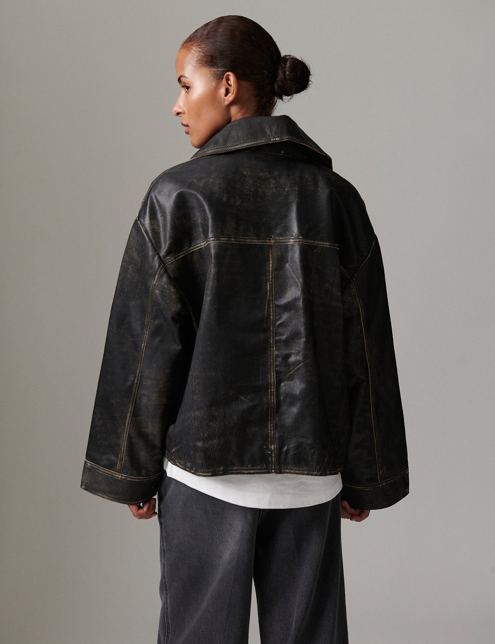 DAY Birger ét Mikkelsen Florian - Distressed Leather Coats & Jackets 190303 BLACK