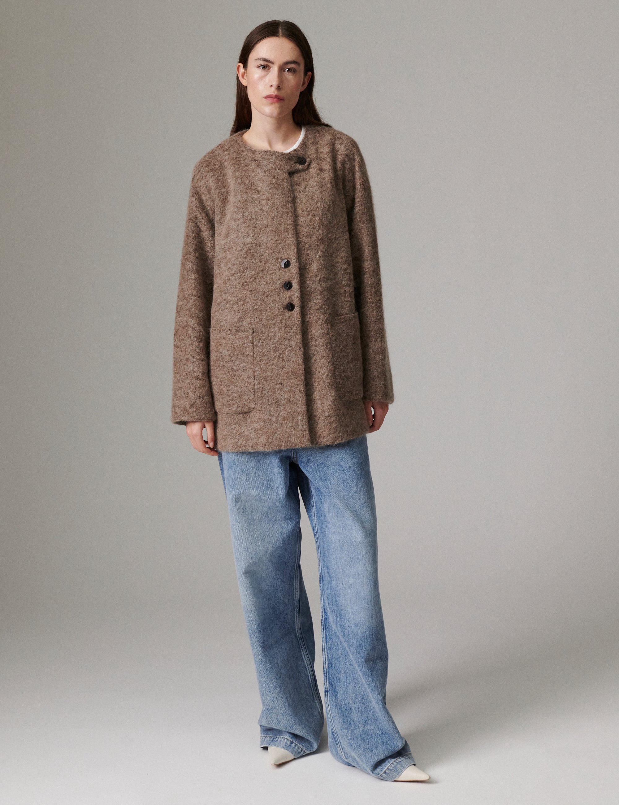 DAY Birger ét Mikkelsen Flussy - Mohair Wool - Jakke Jakke 500086 DARK BROWN