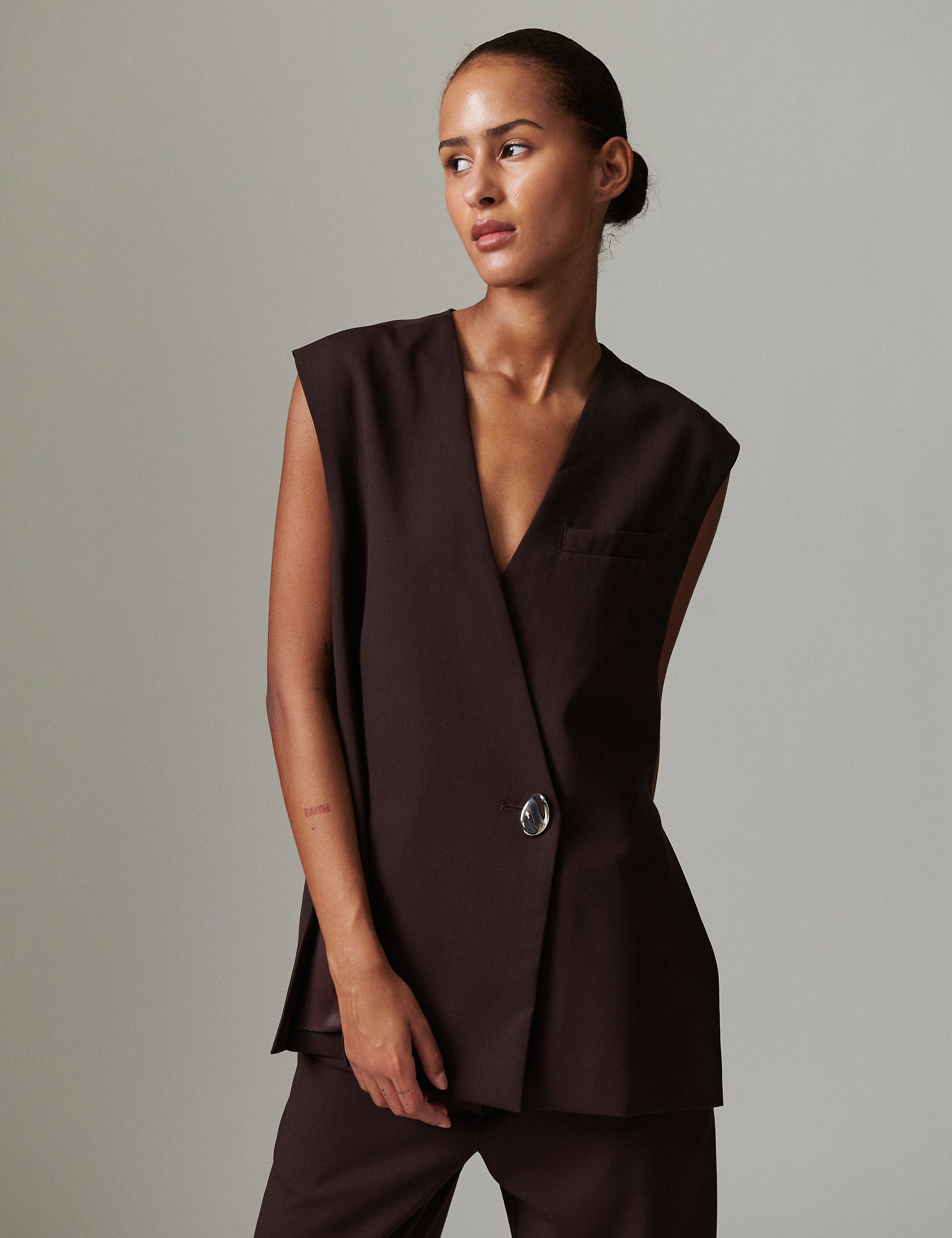 DAY Birger ét Mikkelsen Francine - Classic Wool Blend Waistcoat 191110 CHOCOLATE PLUM