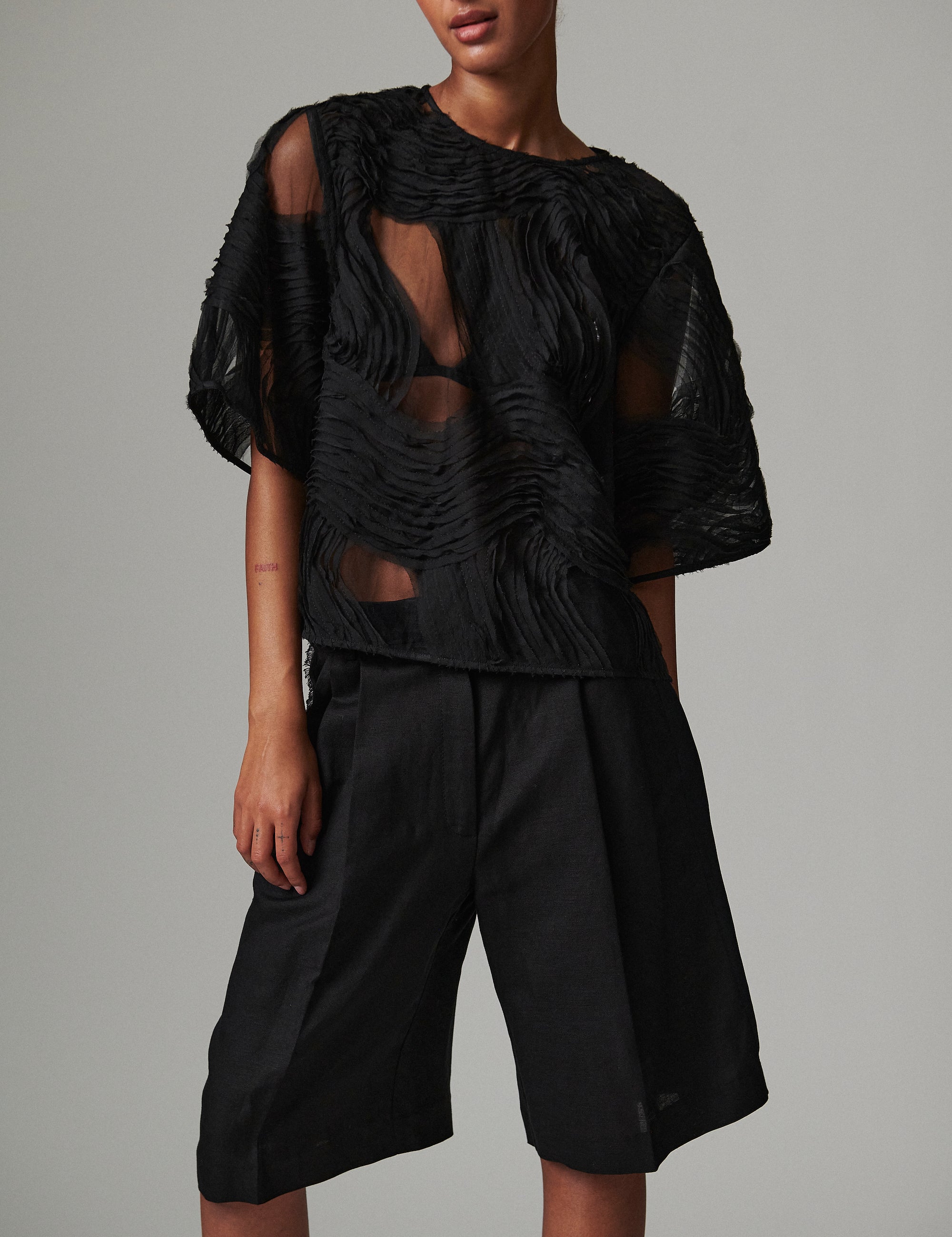 DAY Birger ét Mikkelsen Gordon - Contrast Linen Shorts 190303 BLACK