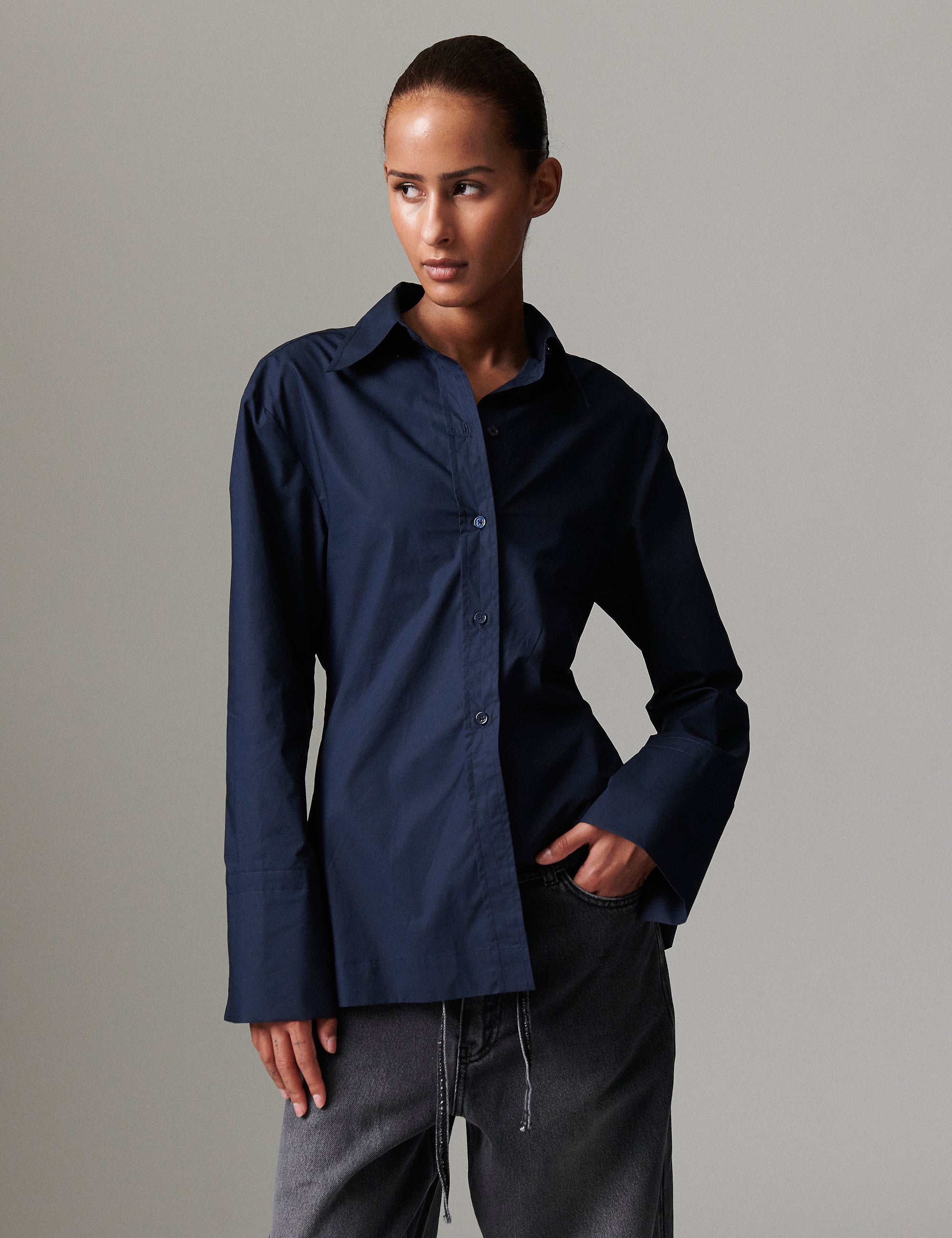 DAY Birger ét Mikkelsen Hooper - Solid cotton Shirts & Blouses 194020 DARK SAPPHIRE.