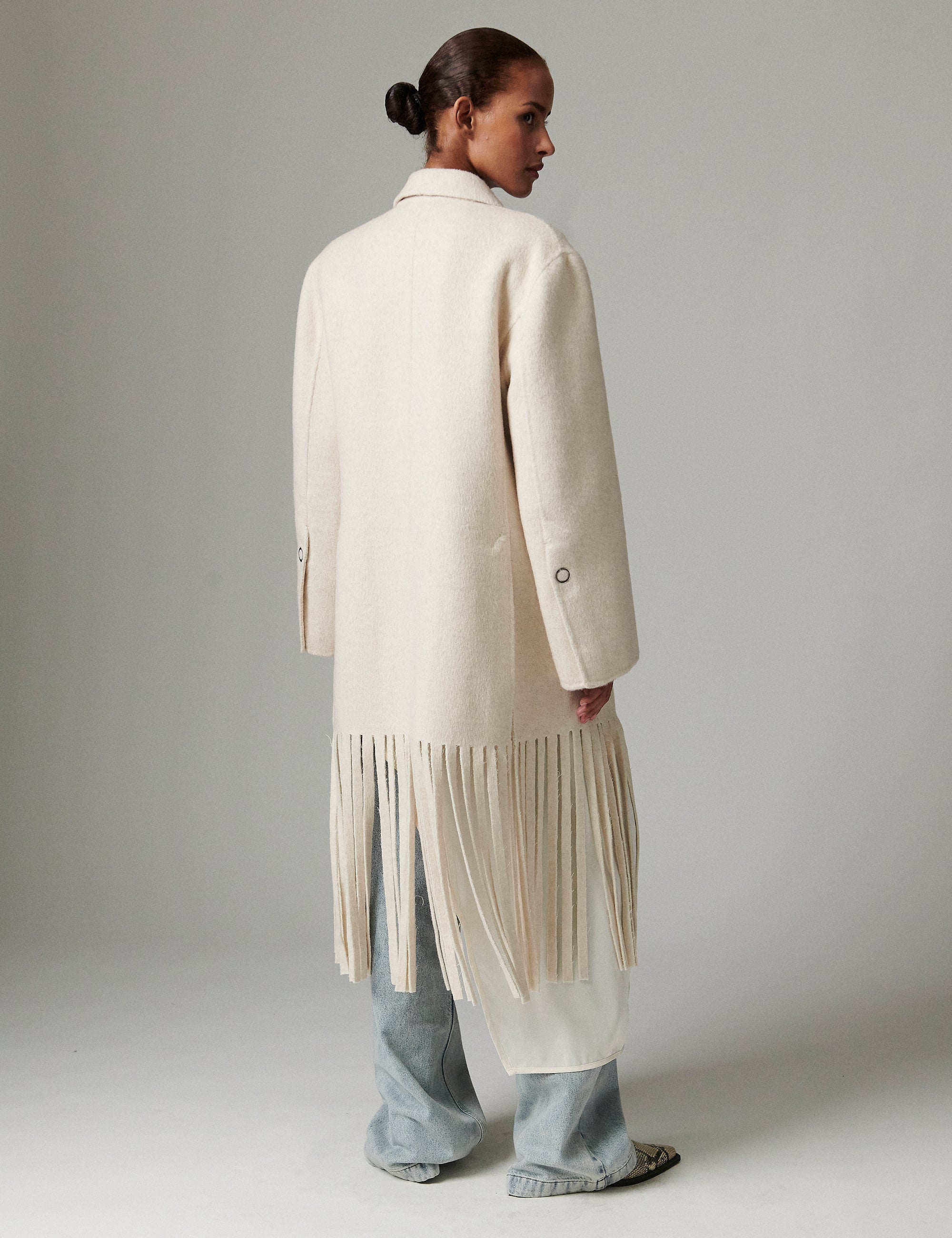 DAY Birger ét Mikkelsen Iris Fringes - Double Faced Wool Jakke 500174 JETSTREAM MELANGE