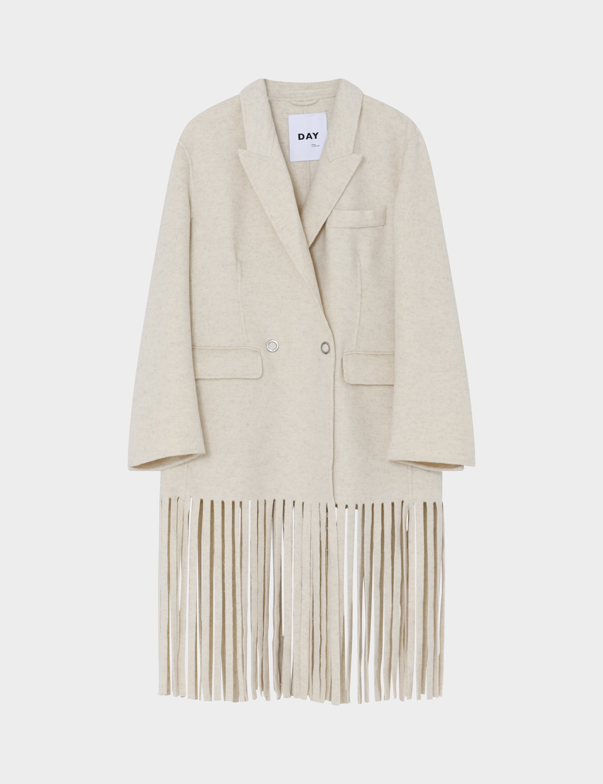 DAY Birger ét Mikkelsen Iris Fringes - Double Faced Wool Jakke 500174 JETSTREAM MELANGE