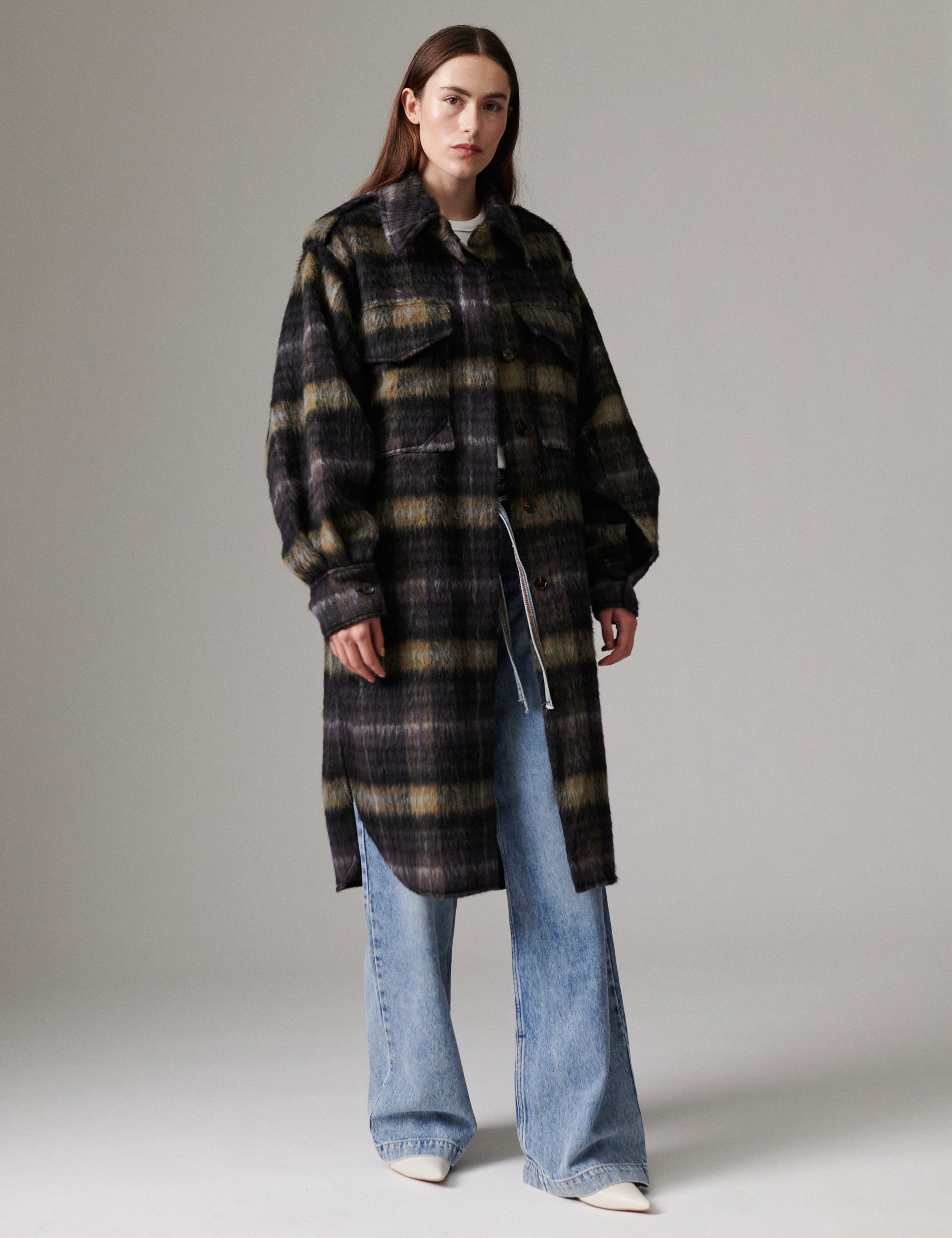 DAY Birger ét Mikkelsen Josiah - Fluffy Flannel - Frakke Frakke 500006 Medium Grey Melange