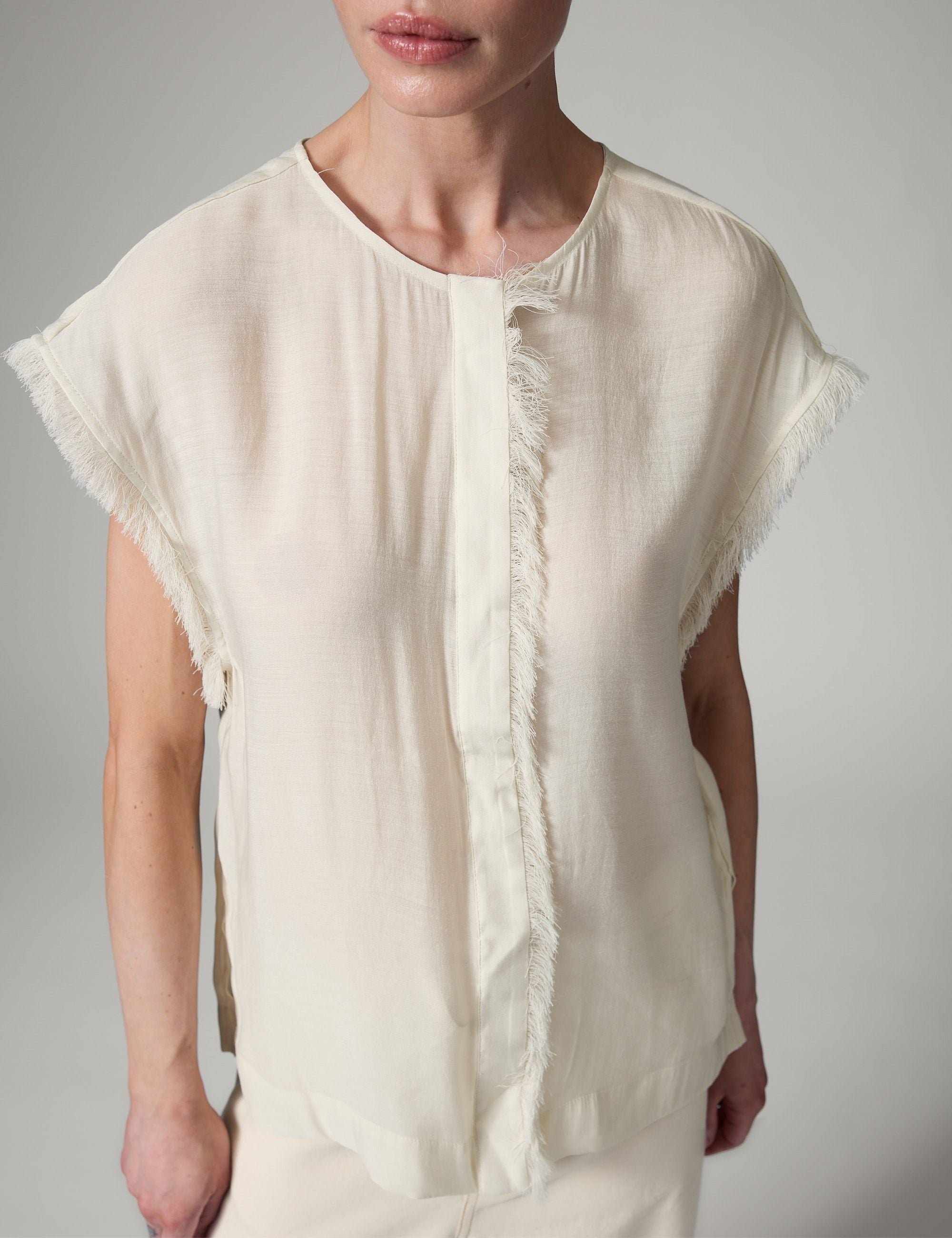 DAY Birger ét Mikkelsen Kua - Sheer Fringes Tops & T-Shirts 110605 Jet Stream