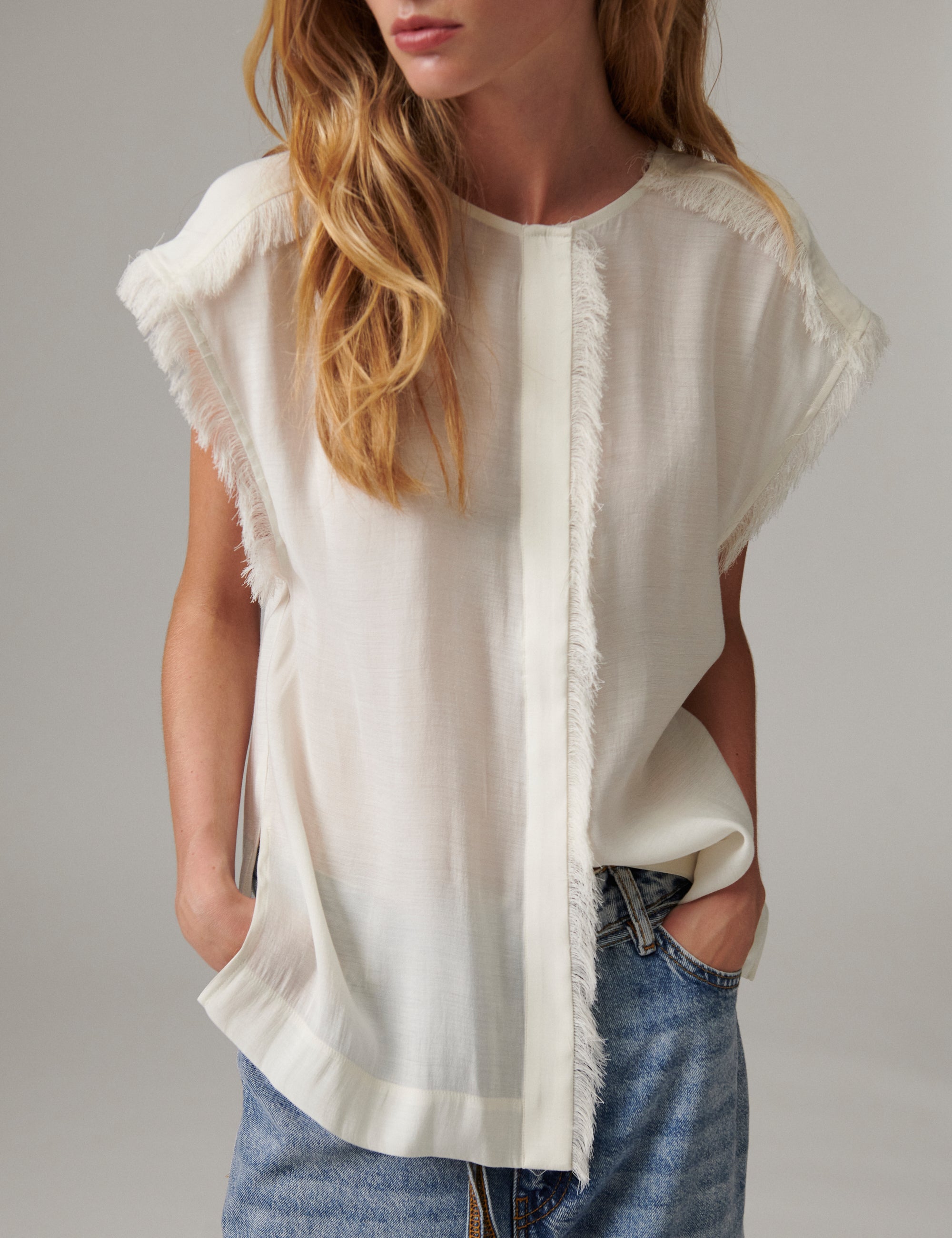 DAY Birger ét Mikkelsen Kua - Sheer Fringes - Top Top 110605 Jet Stream